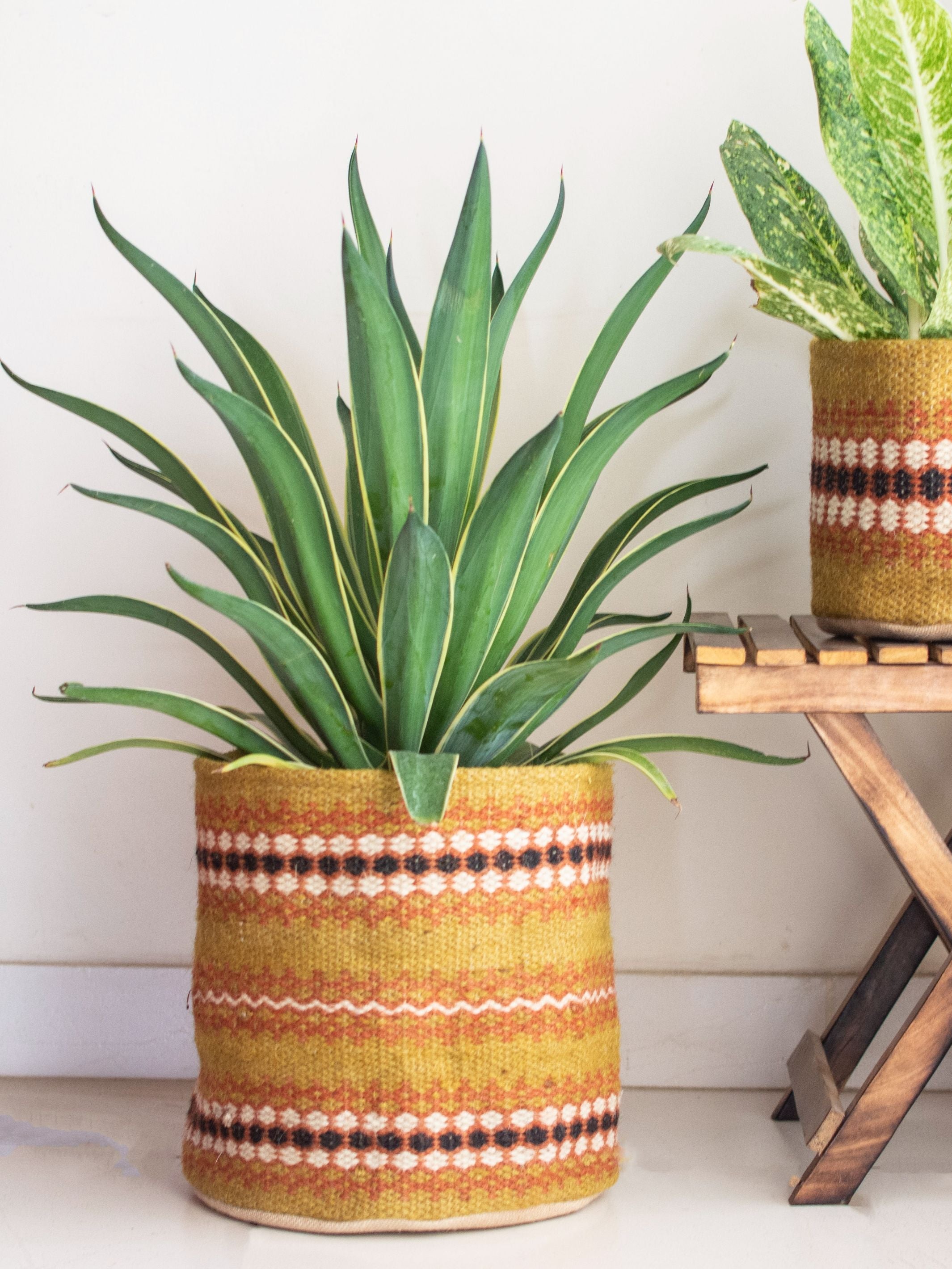 Yellow Ochre Jute Handwoven Baskets- Set of 2
