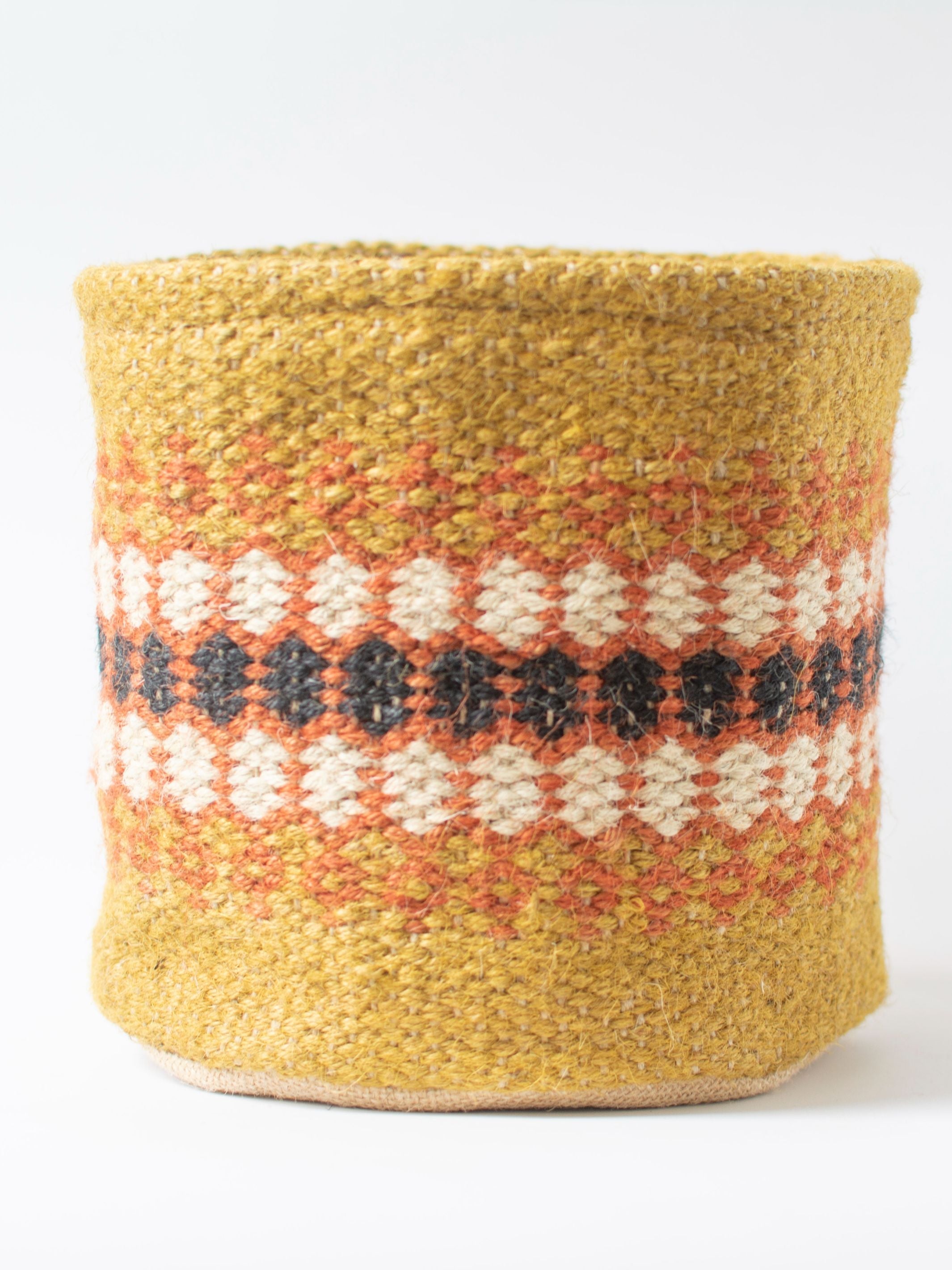 Yellow Ochre Jute Handwoven Baskets- Set of 2