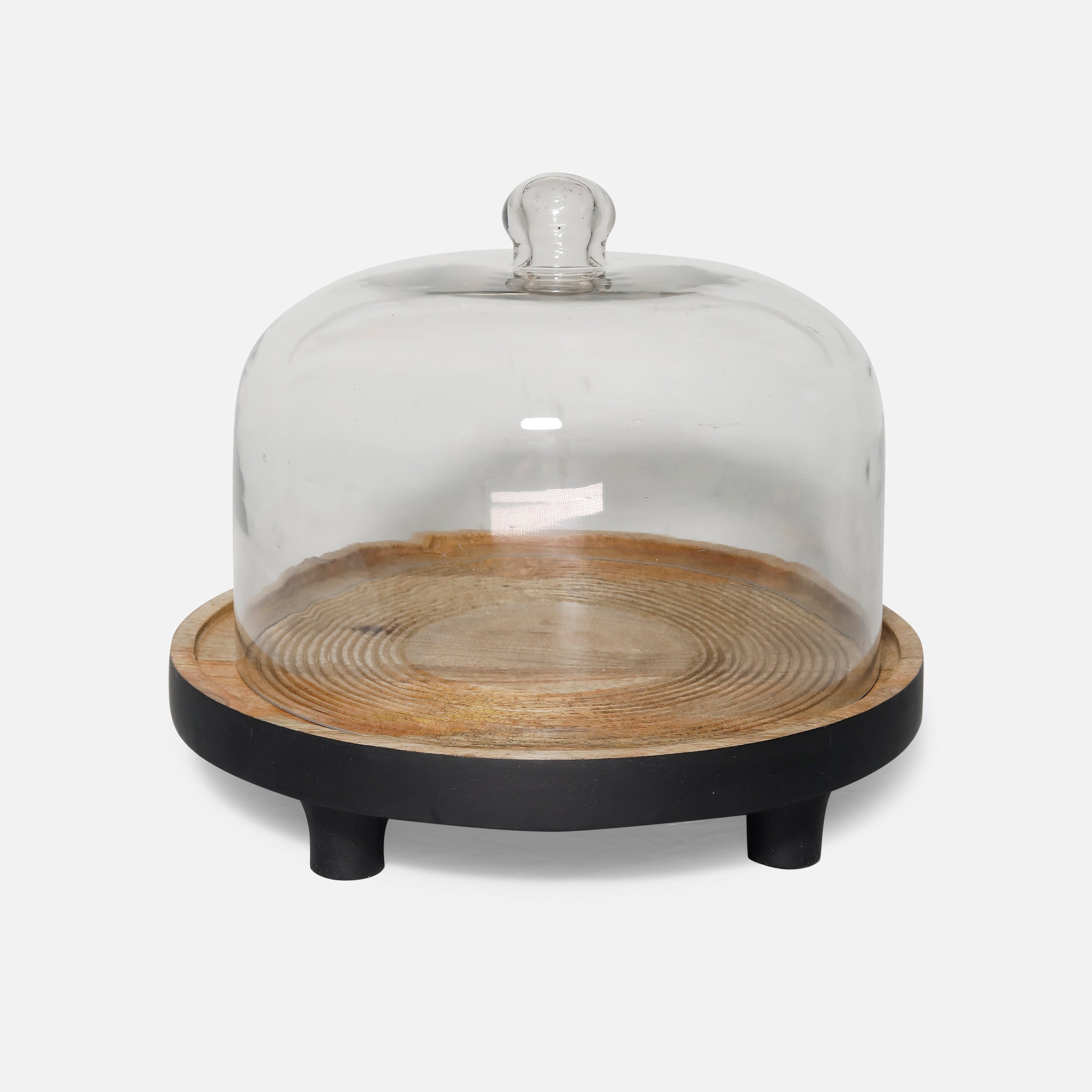 January - Black Wooden Tray With Cloche