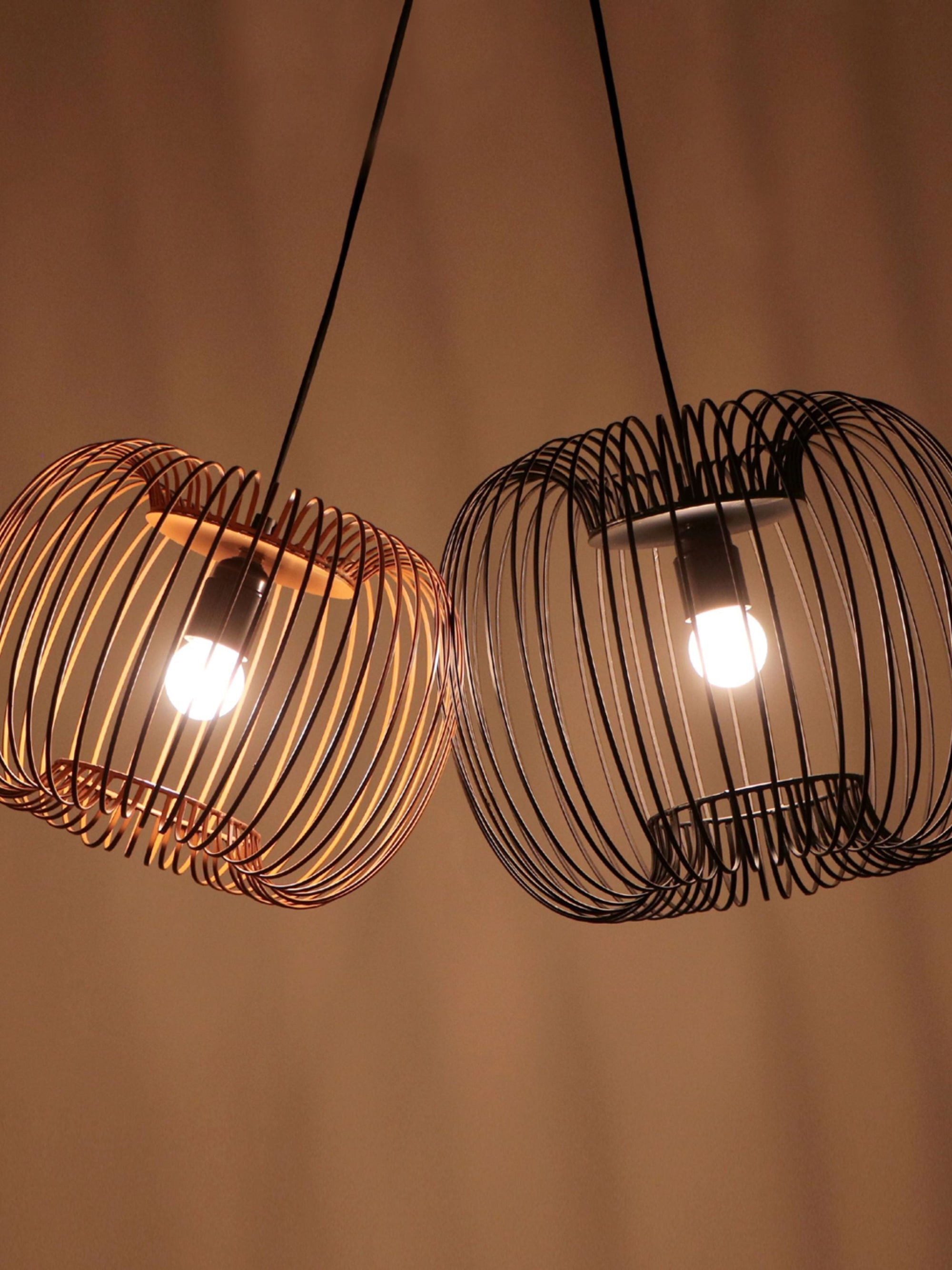 Zura Bubble Pressed Brown Hanging Lamp
