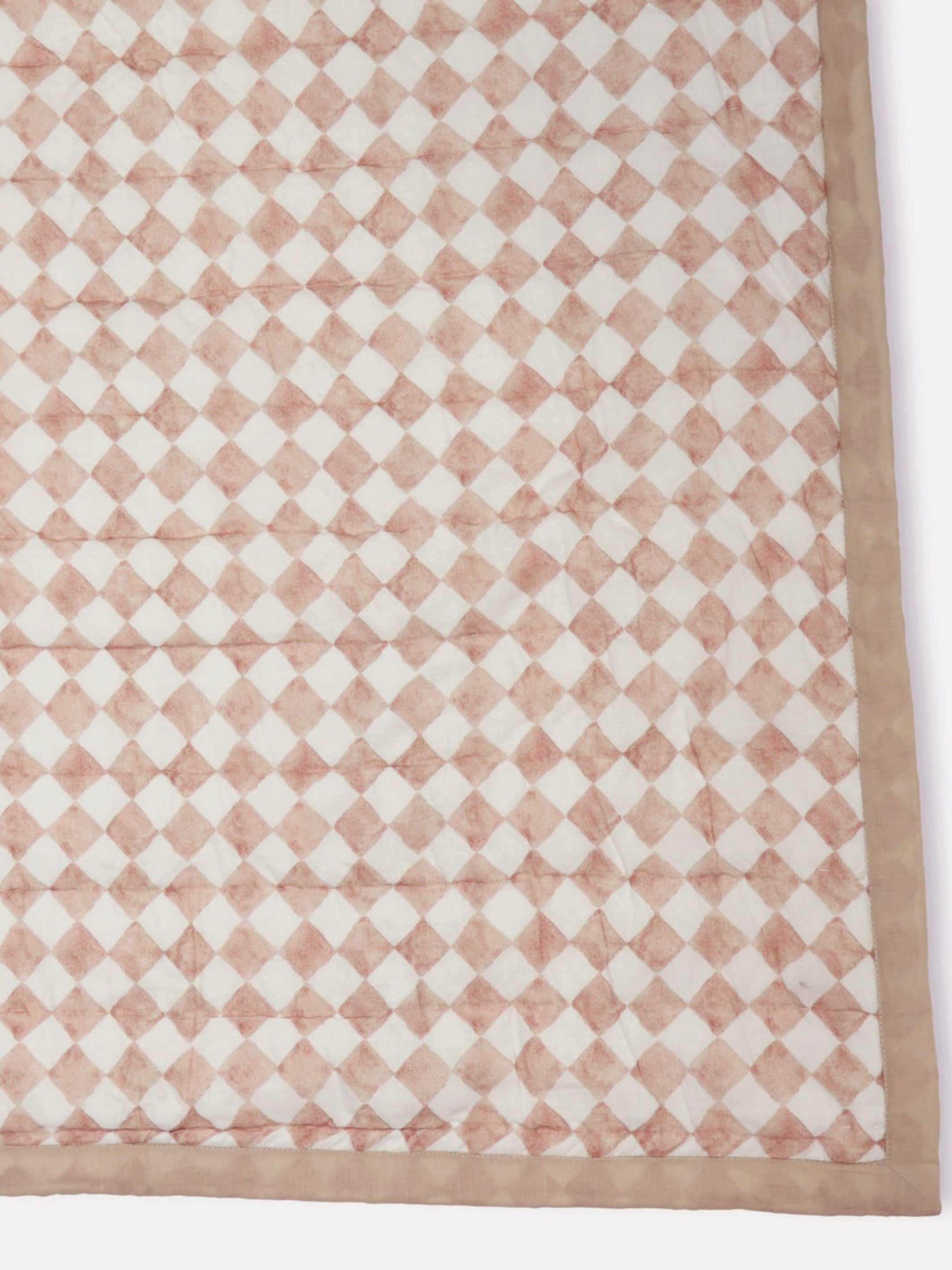 Linen Bedspread - Checker Blush