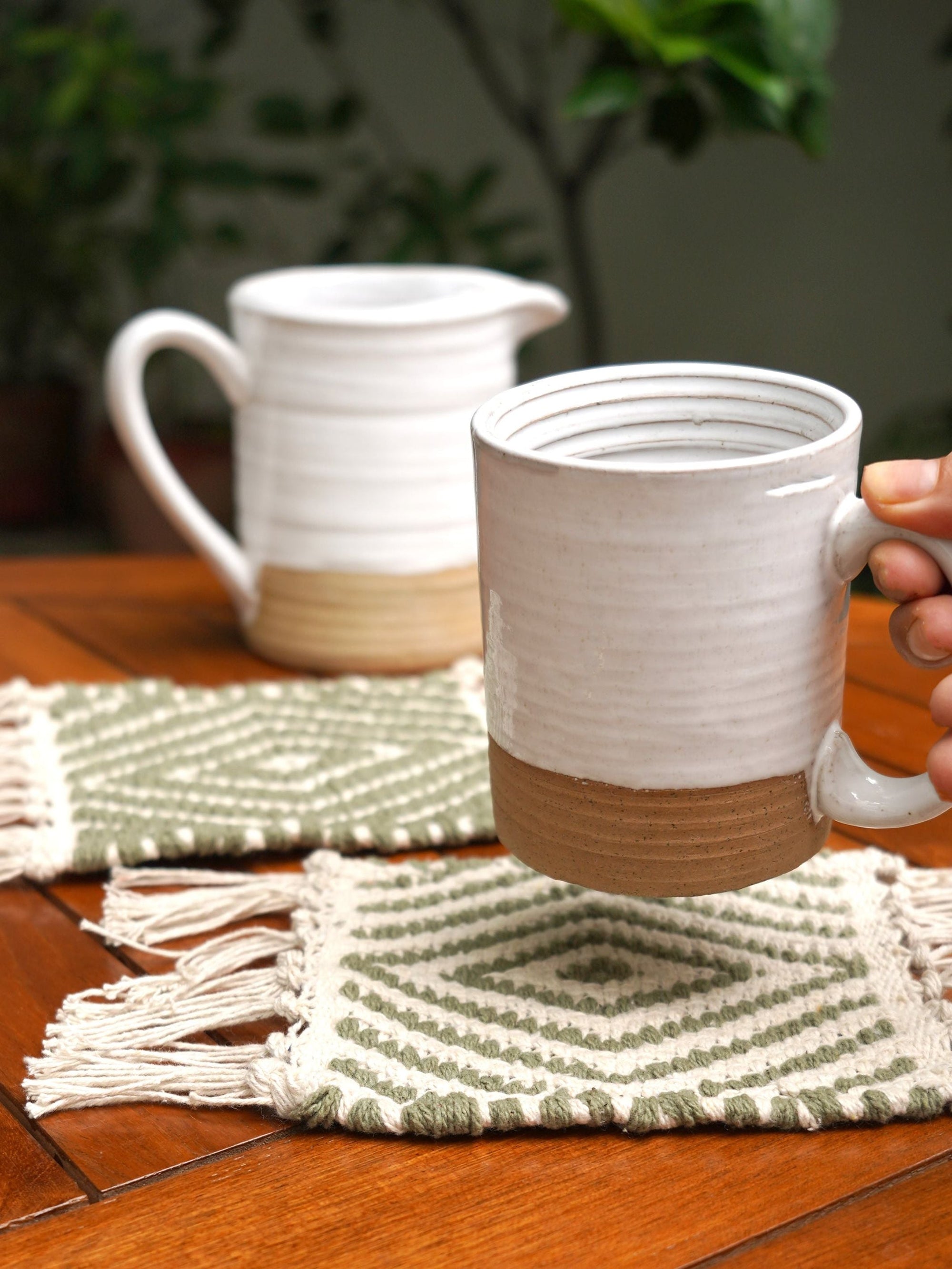 Handwoven Reversible Mug Rugs Set of 2