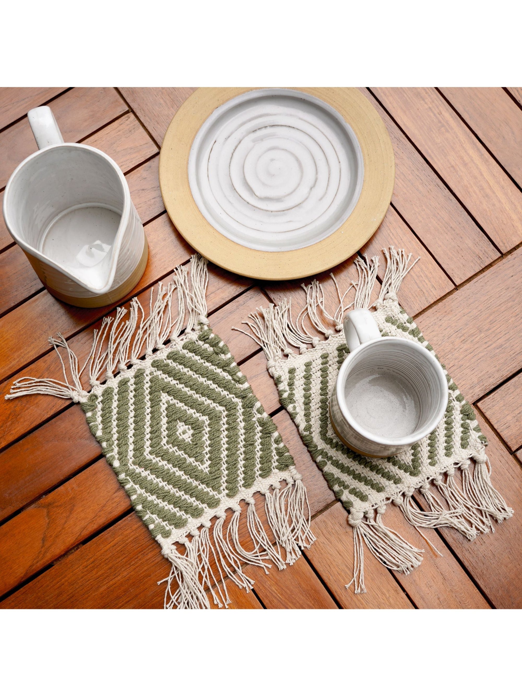 Handwoven Reversible Mug Rugs Set of 2