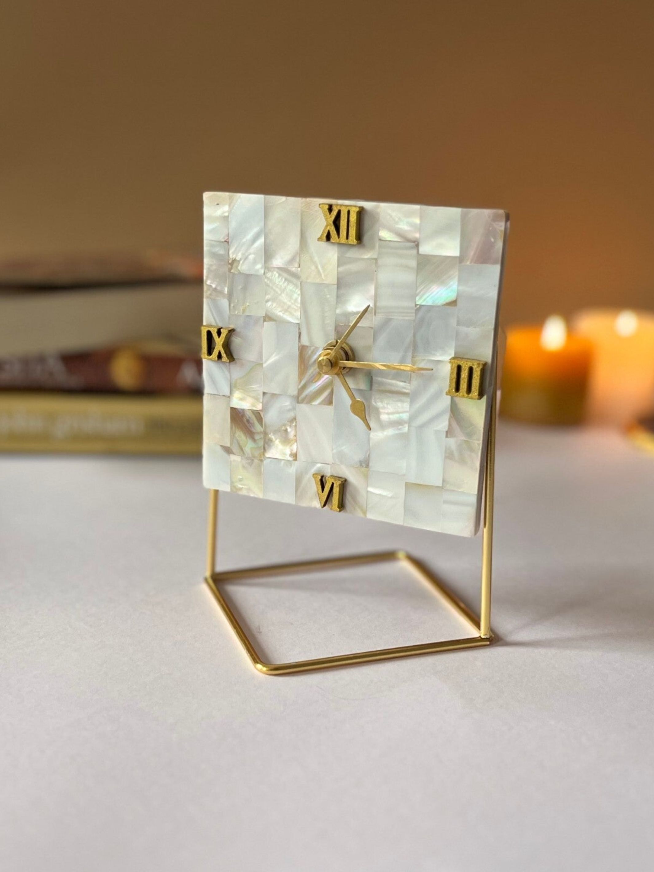 Desk Clock - Mother of Pearl
