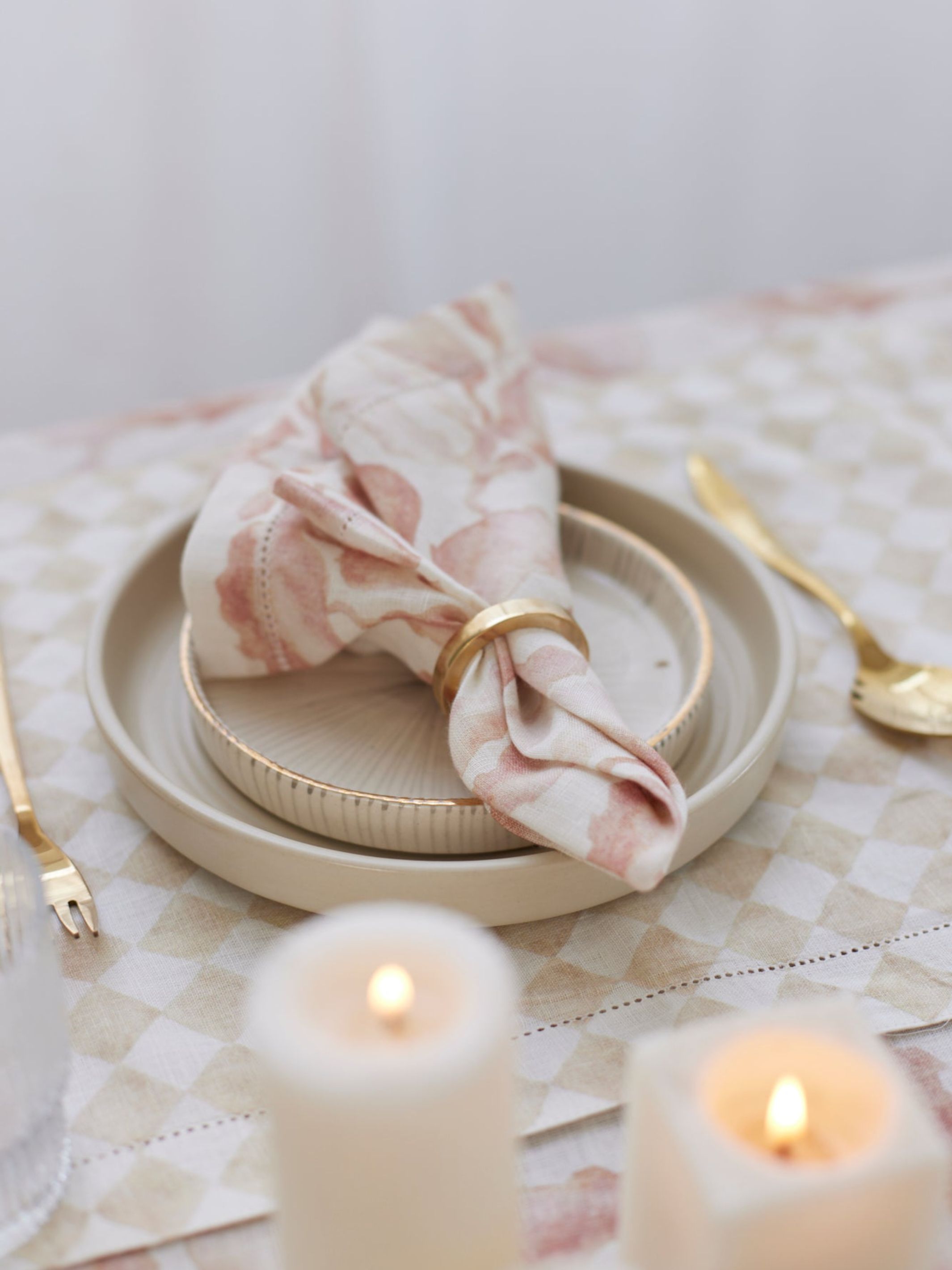 Table Runner - Checker Beige