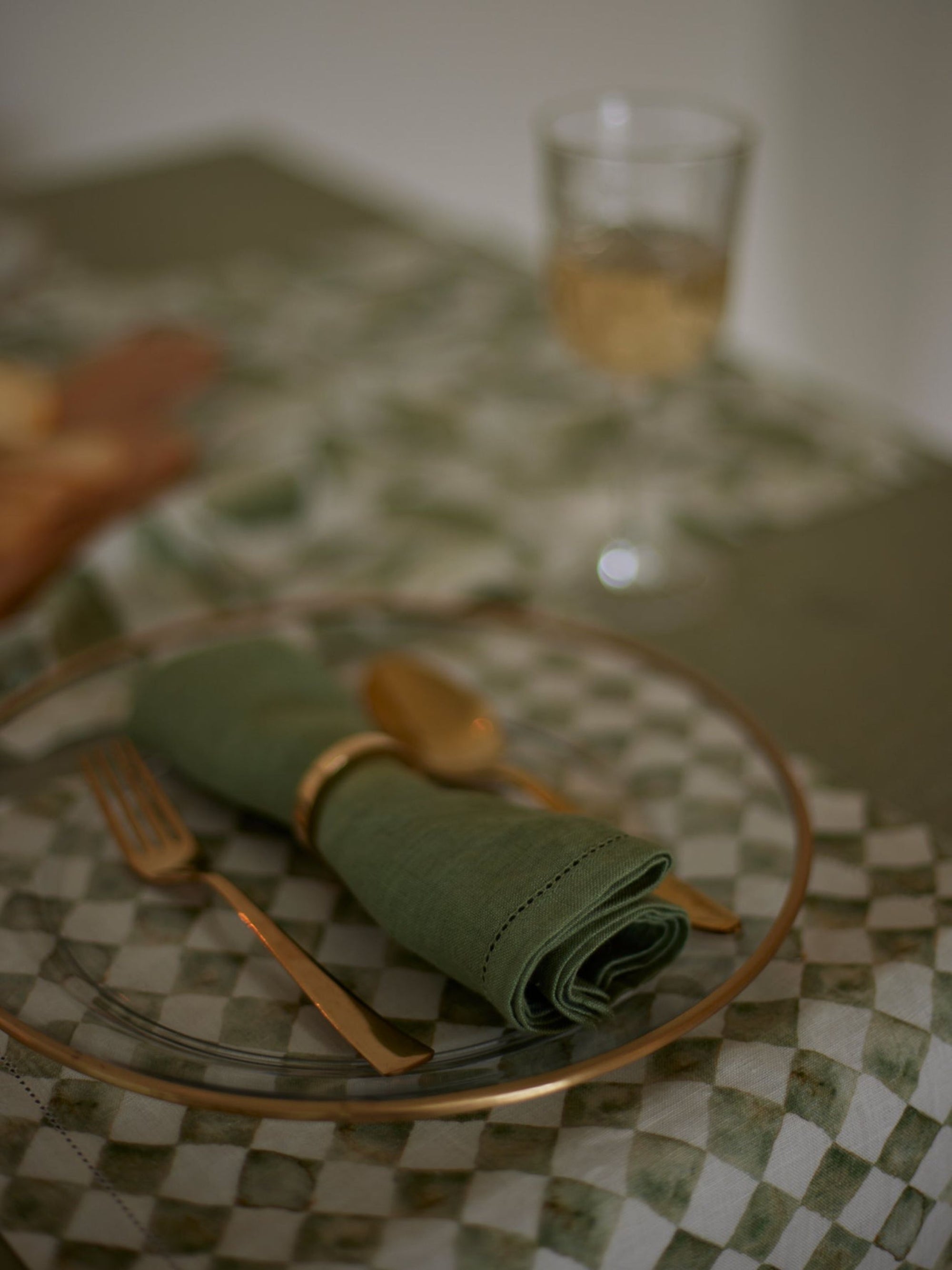 Table Runner - Checkered Green
