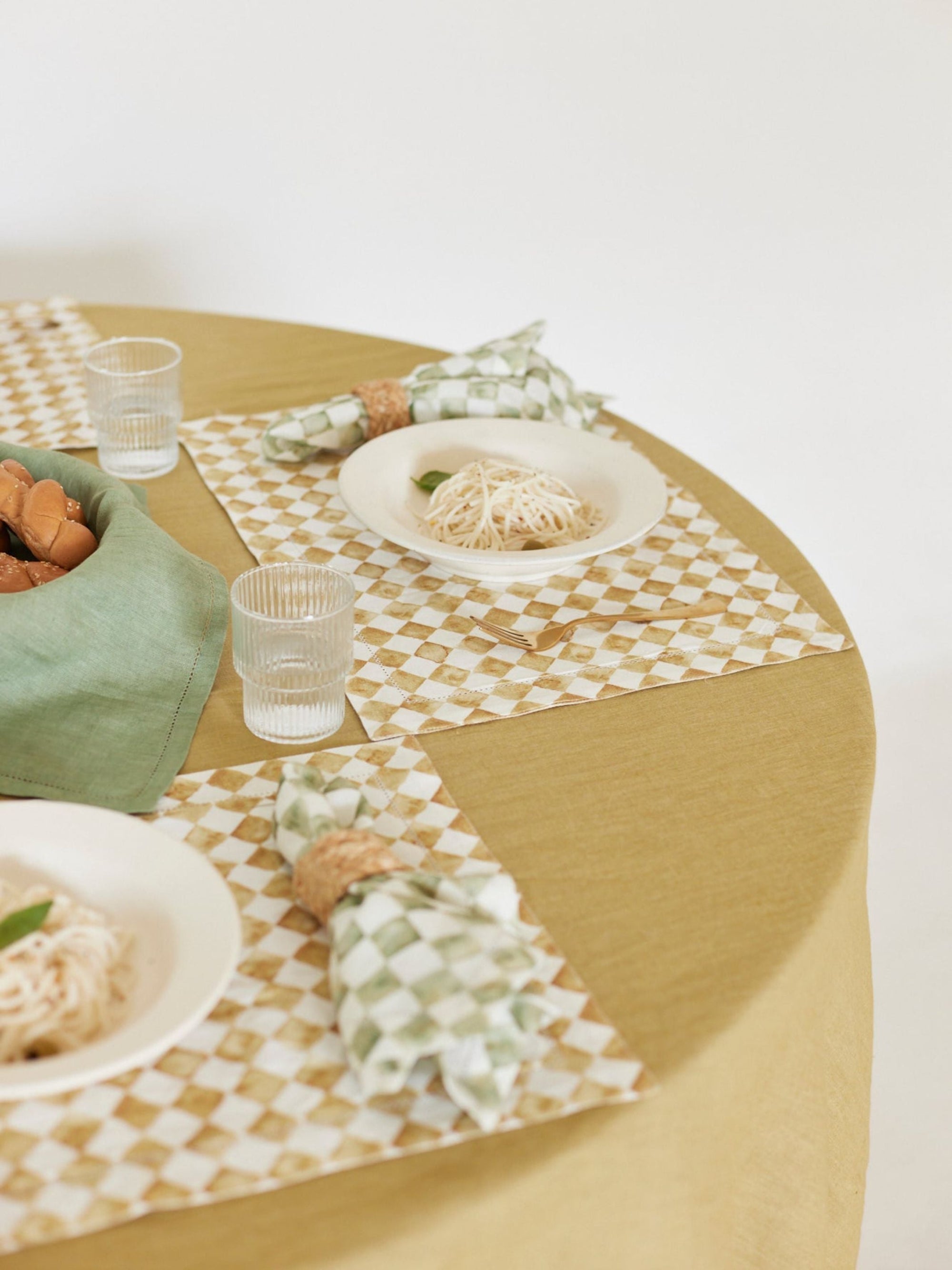 Table Mat - Checker Ochre