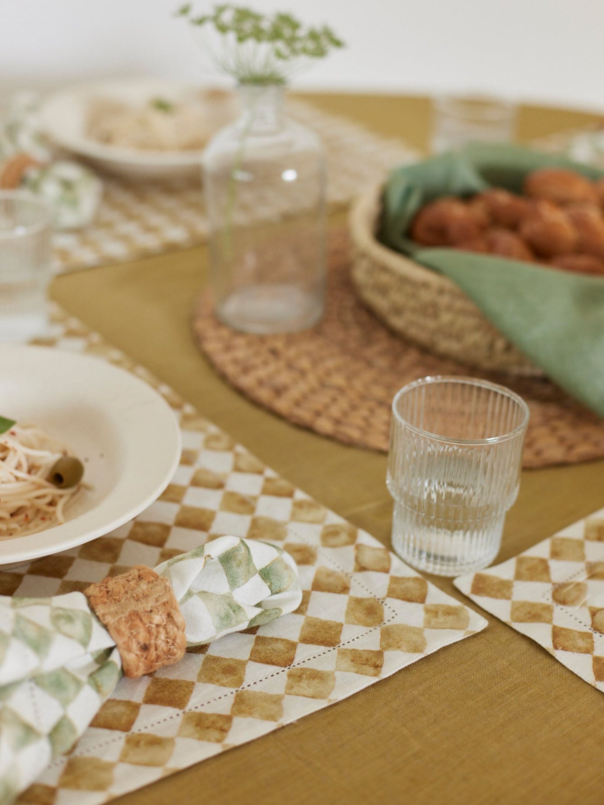 Table Mat - Checker Ochre