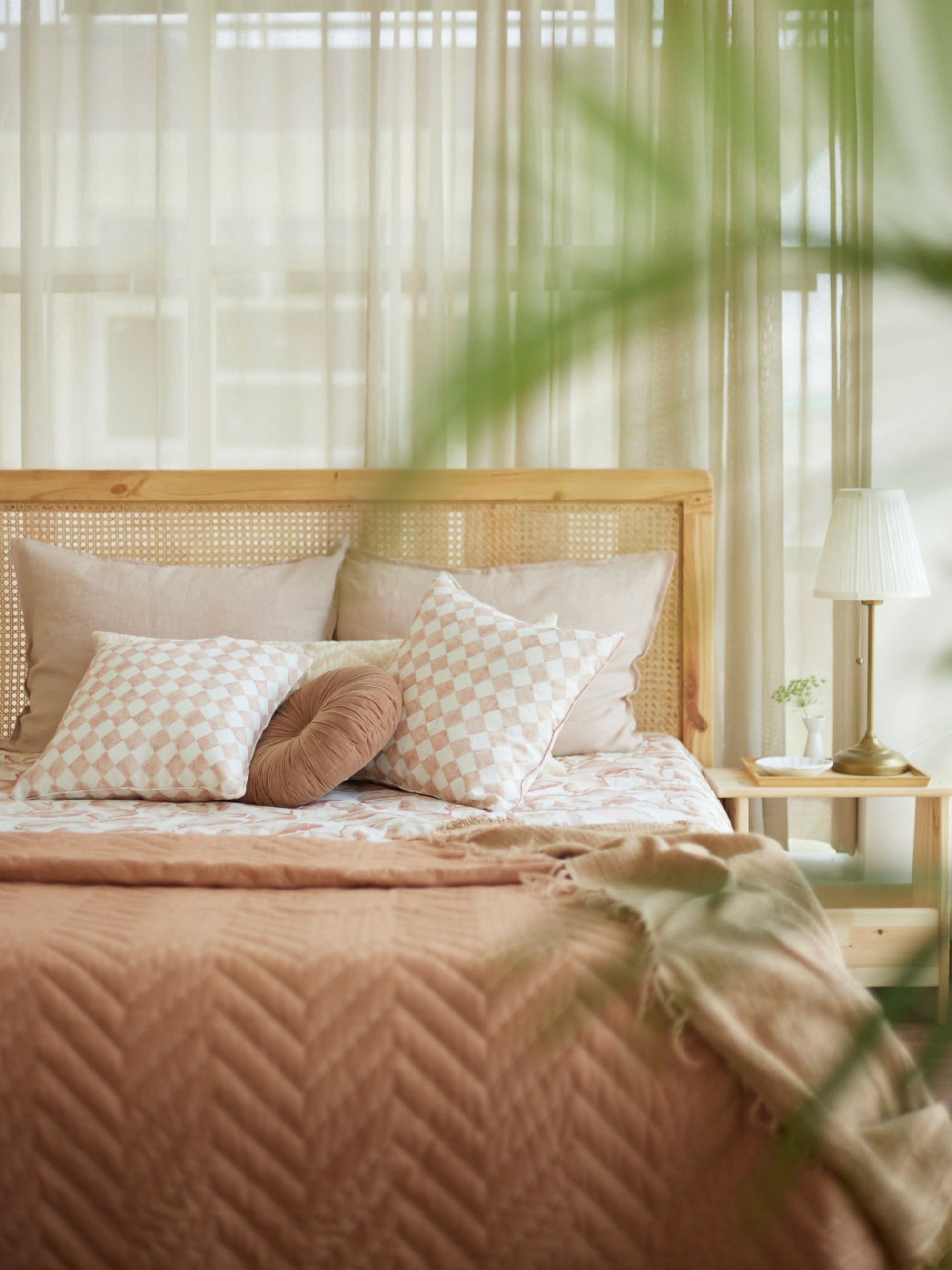 Quilted Bedding Set - Chevron Blush