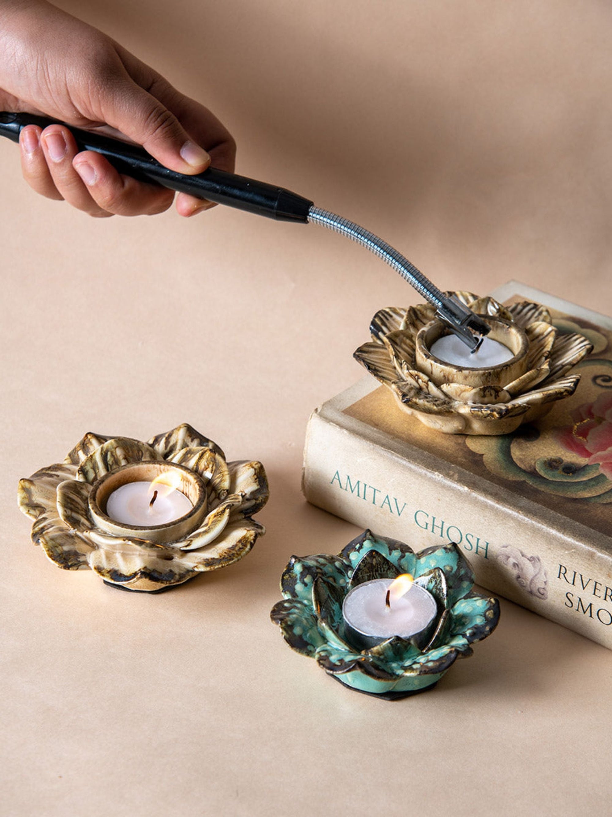 Festive Tea Light Holders Gift Box - Set of 3