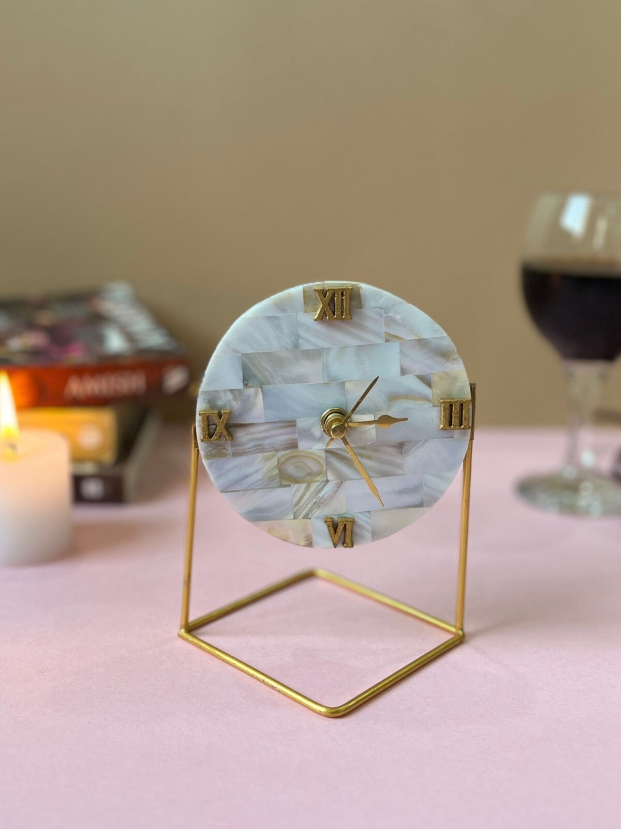 Desk Clock - Mother of Pearl