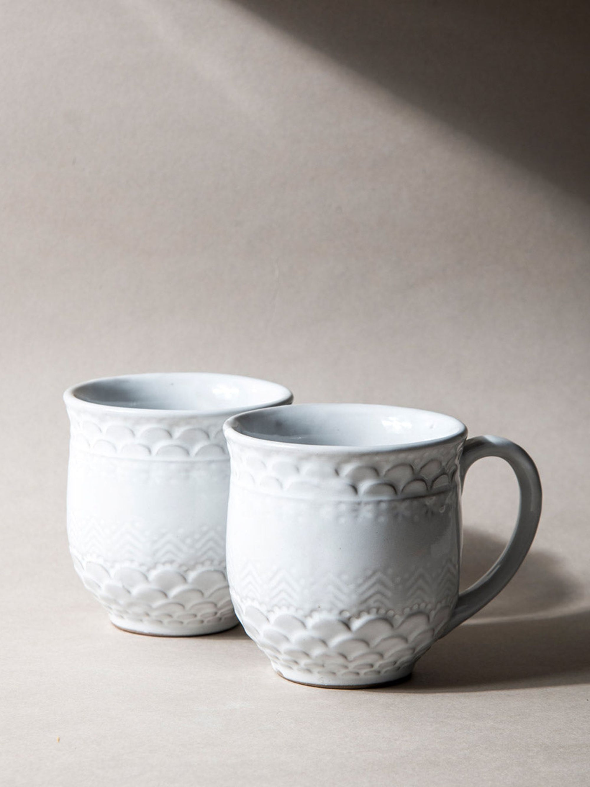 White Etched Mug