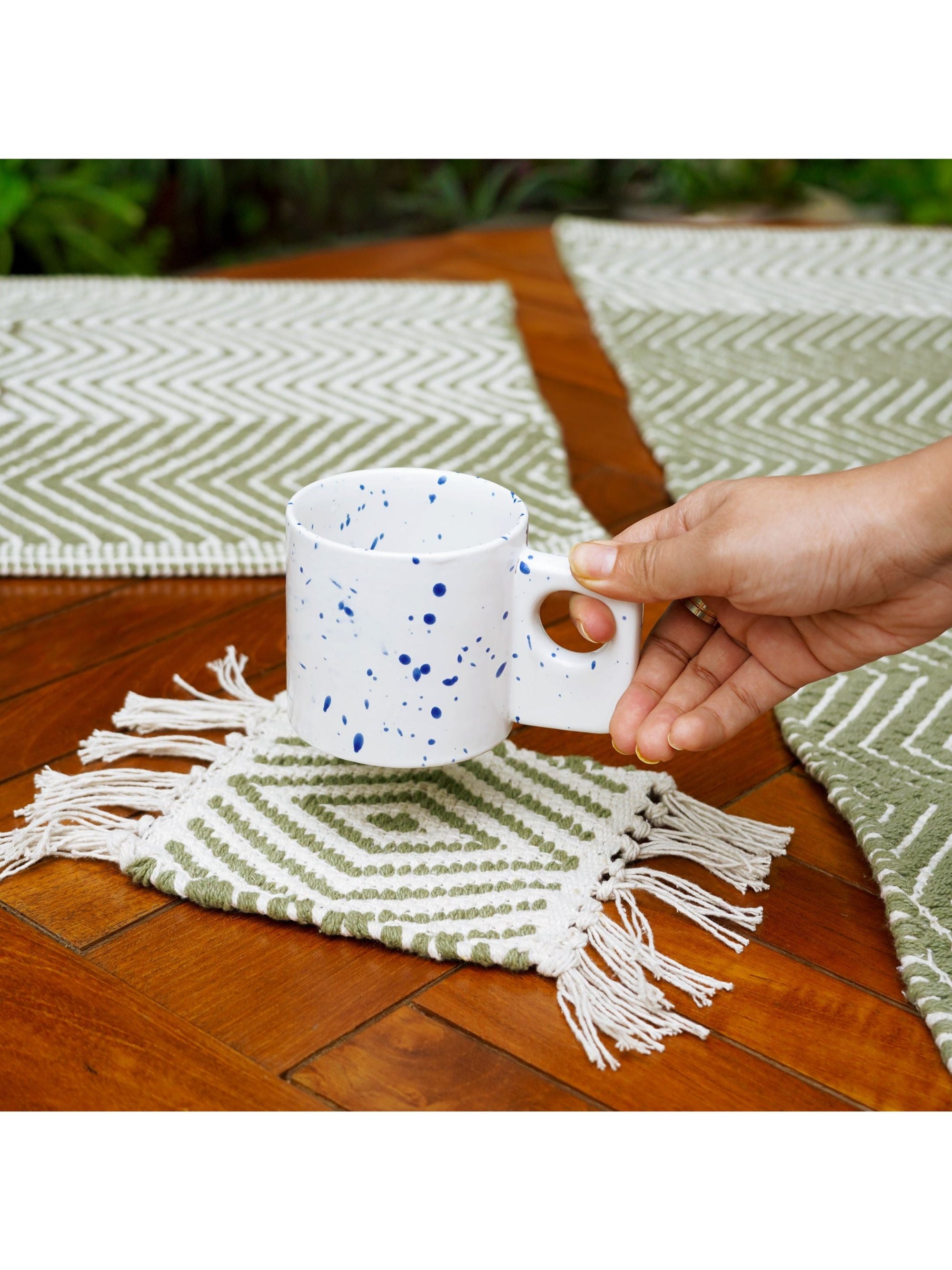 Handwoven Reversible Mug Rugs Set of 2