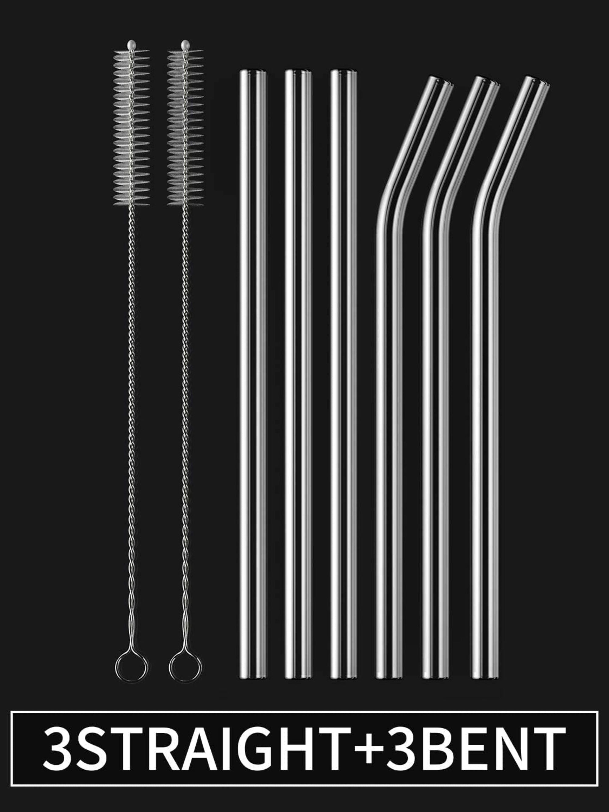 Clear Transparent Glass Straws 6 pcs