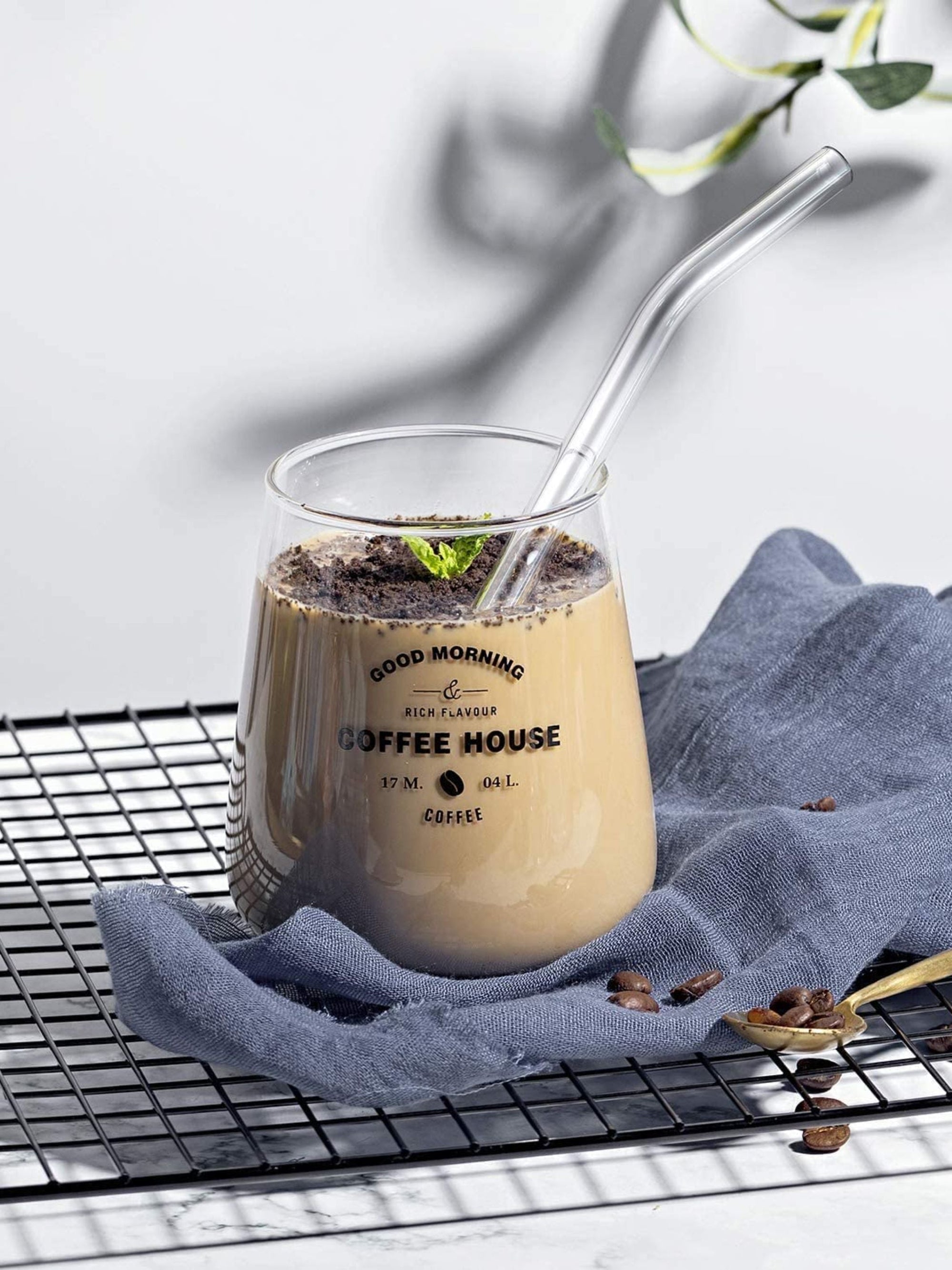 Clear Transparent Glass Straws 6 pcs