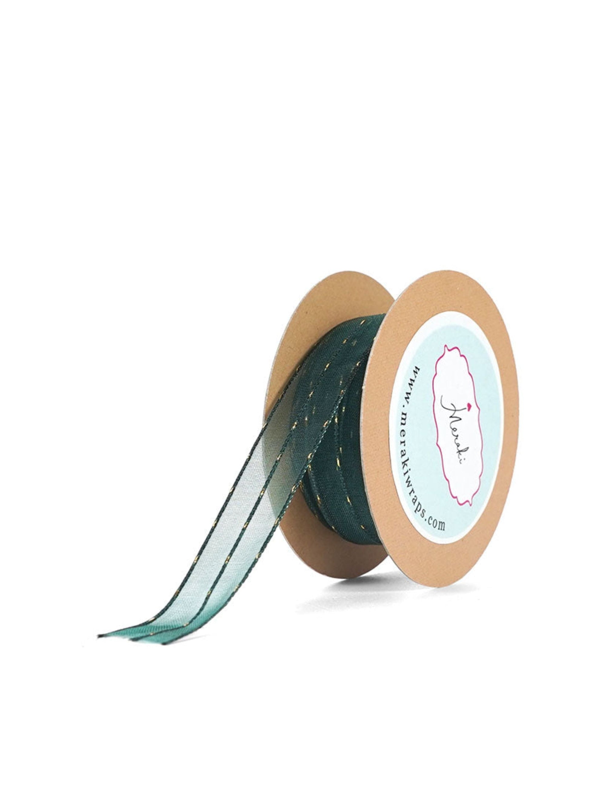 Sheer With Gold Stitches Ribbon
