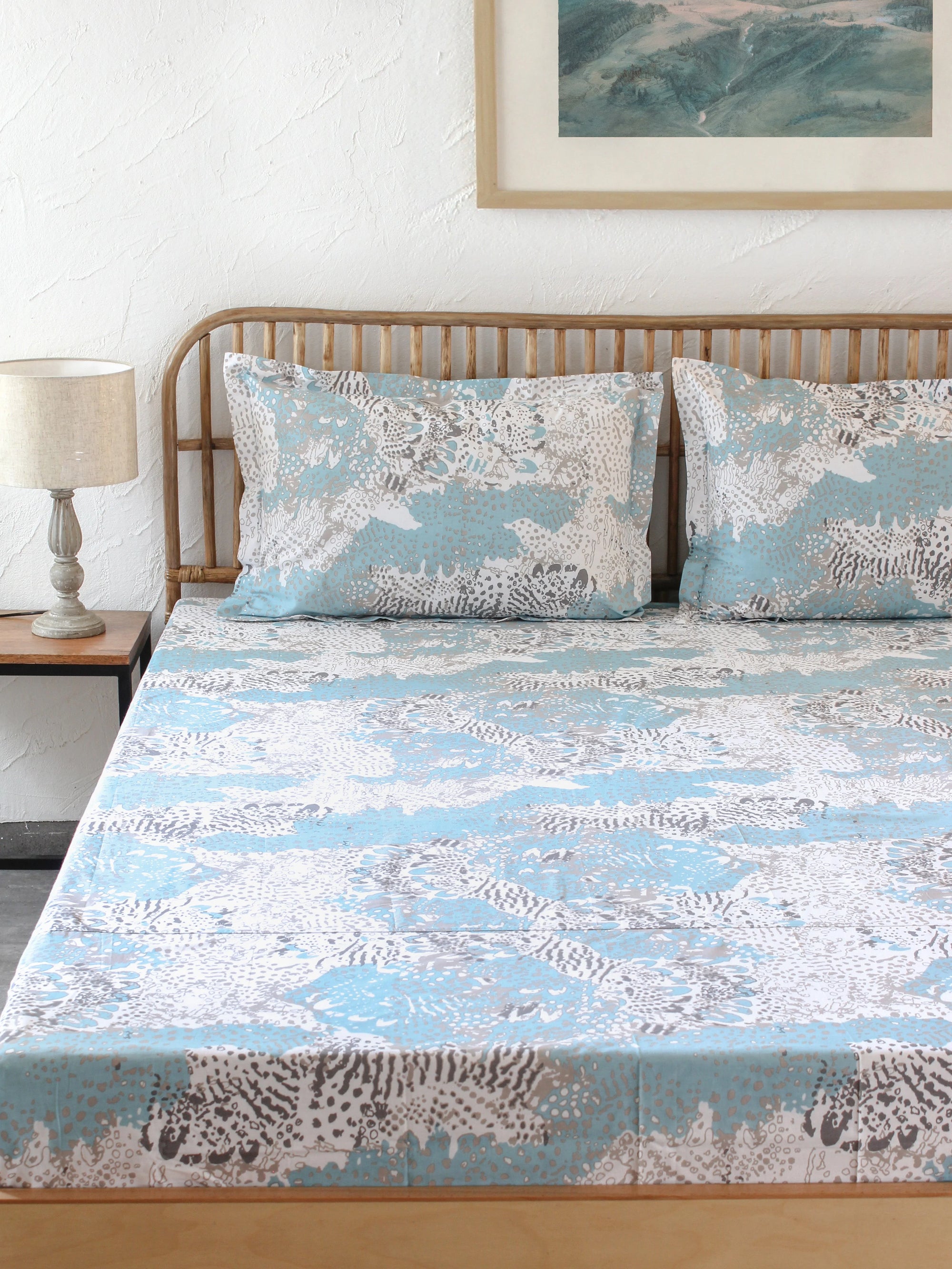 Mashak Blue Bedsheet with Pillow Cover