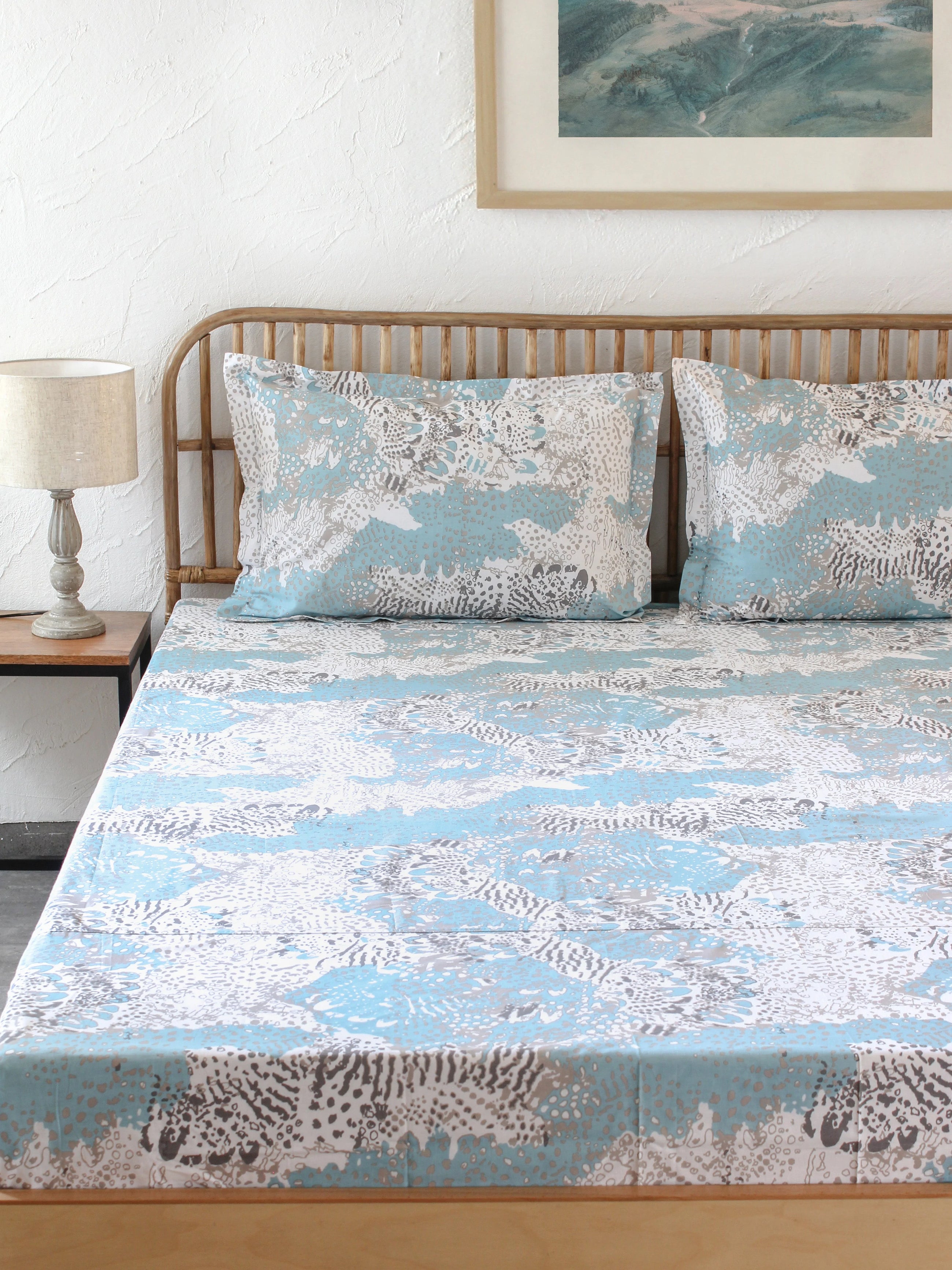 Mashak Blue Bedsheet with Pillow Cover