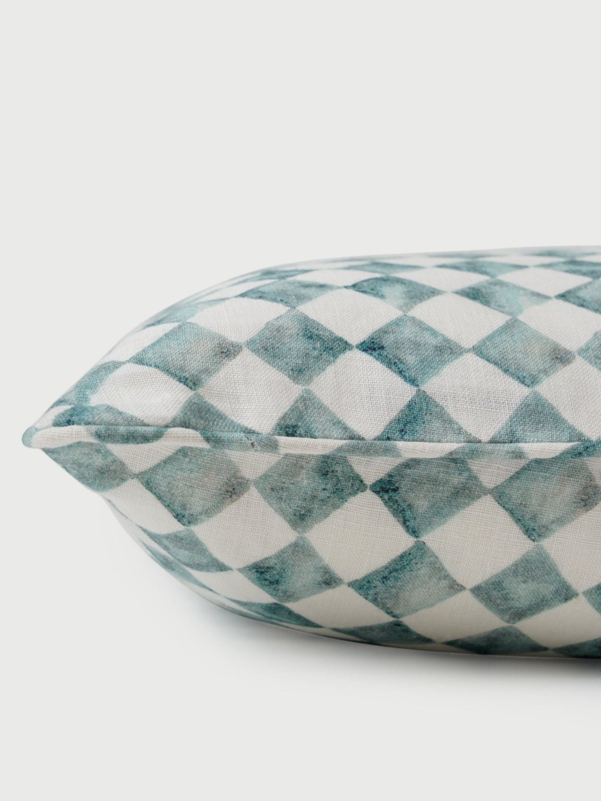 Cushion Cover - Checker Blue Oblong