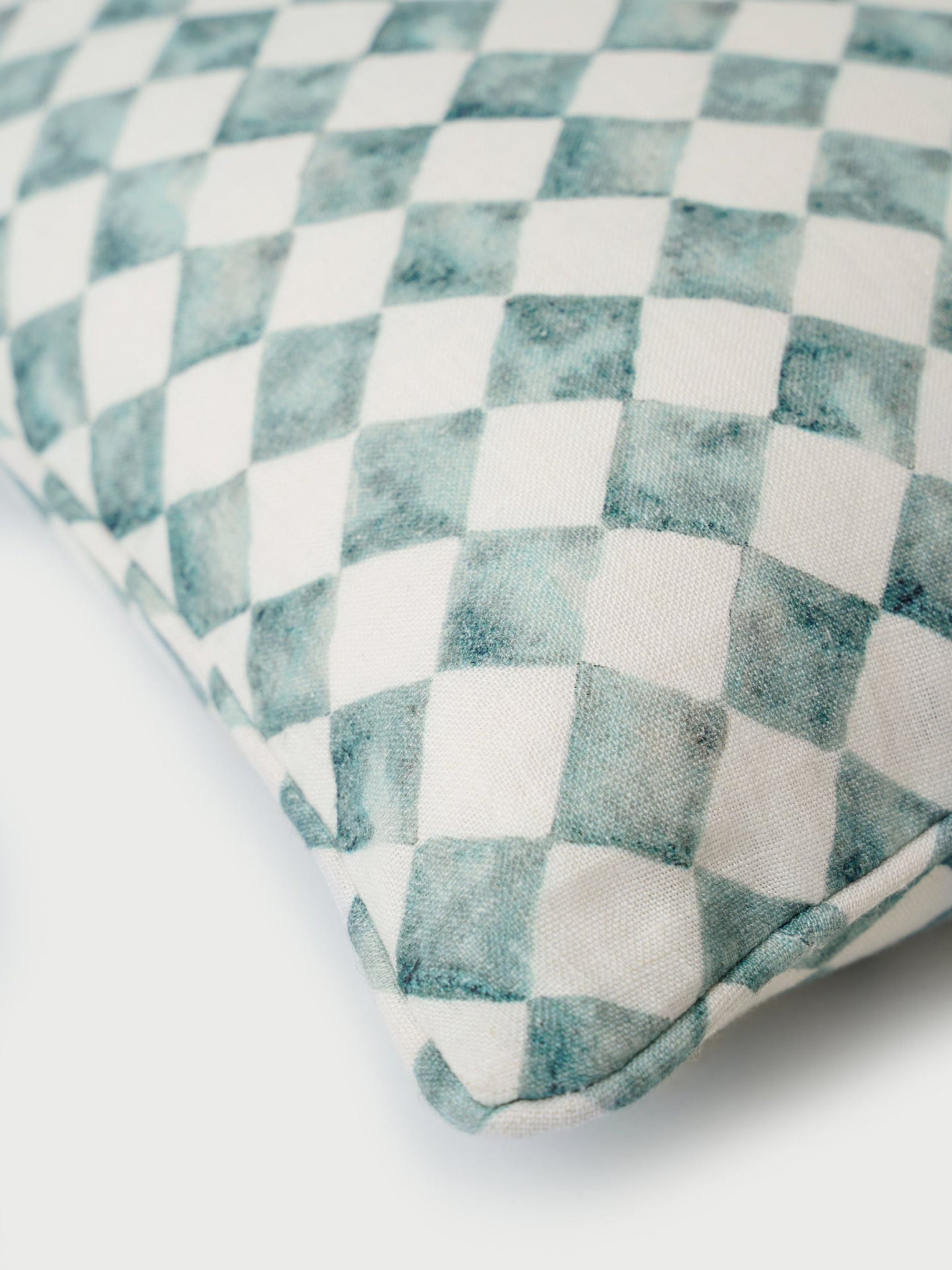 Cushion Cover - Checker Blue Oblong