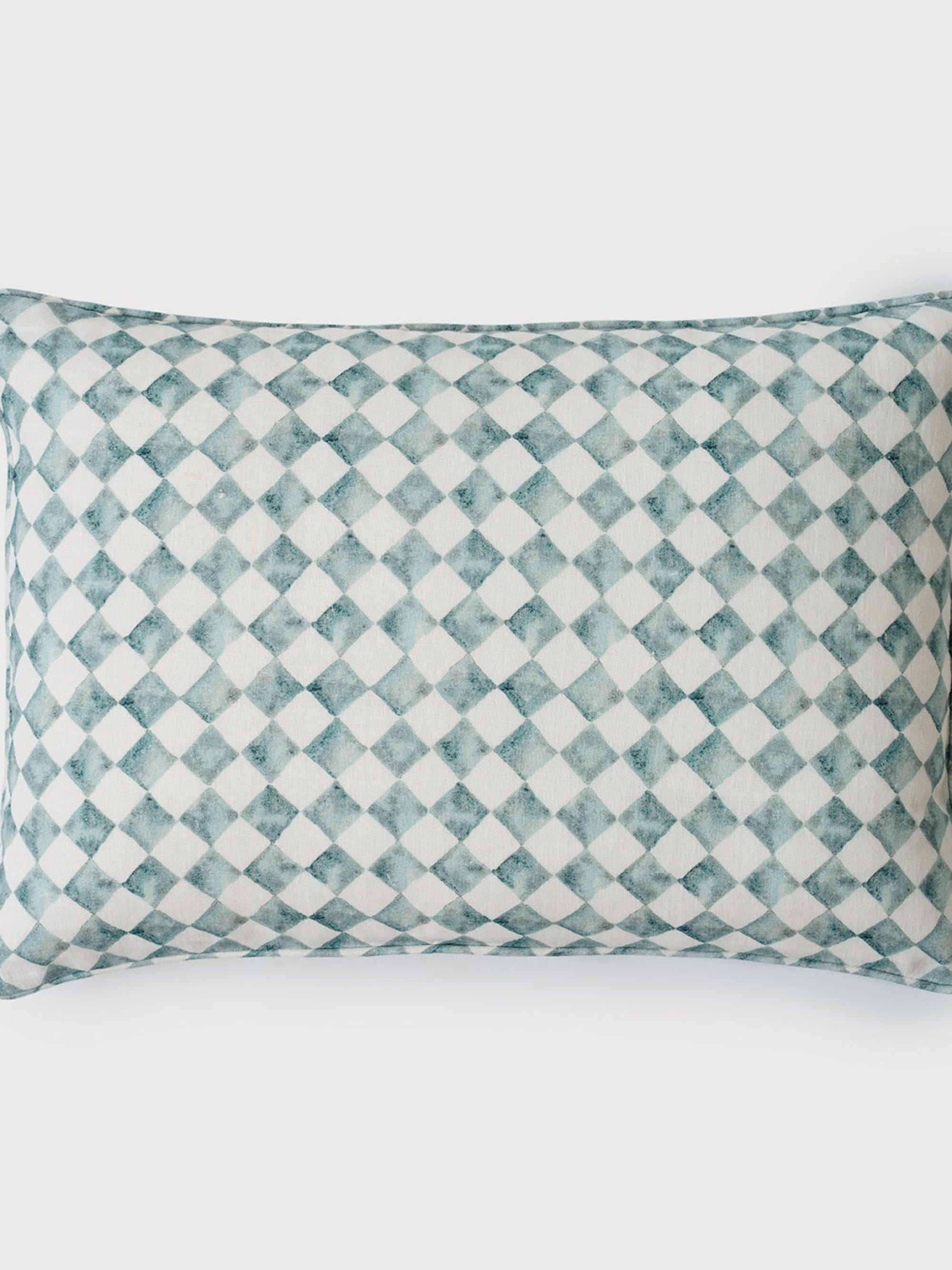 Cushion Cover - Checker Blue Oblong