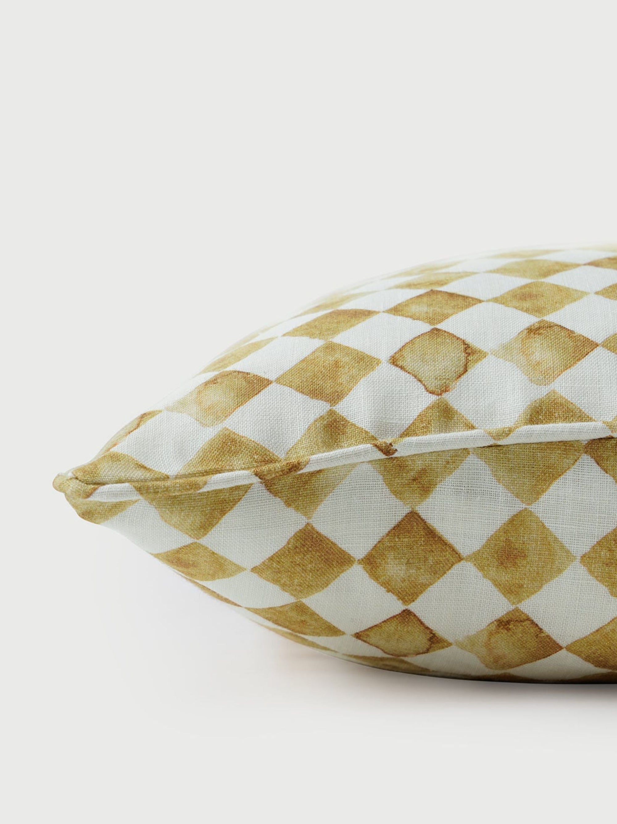 Cushion Cover - Checker Ochre Oblong