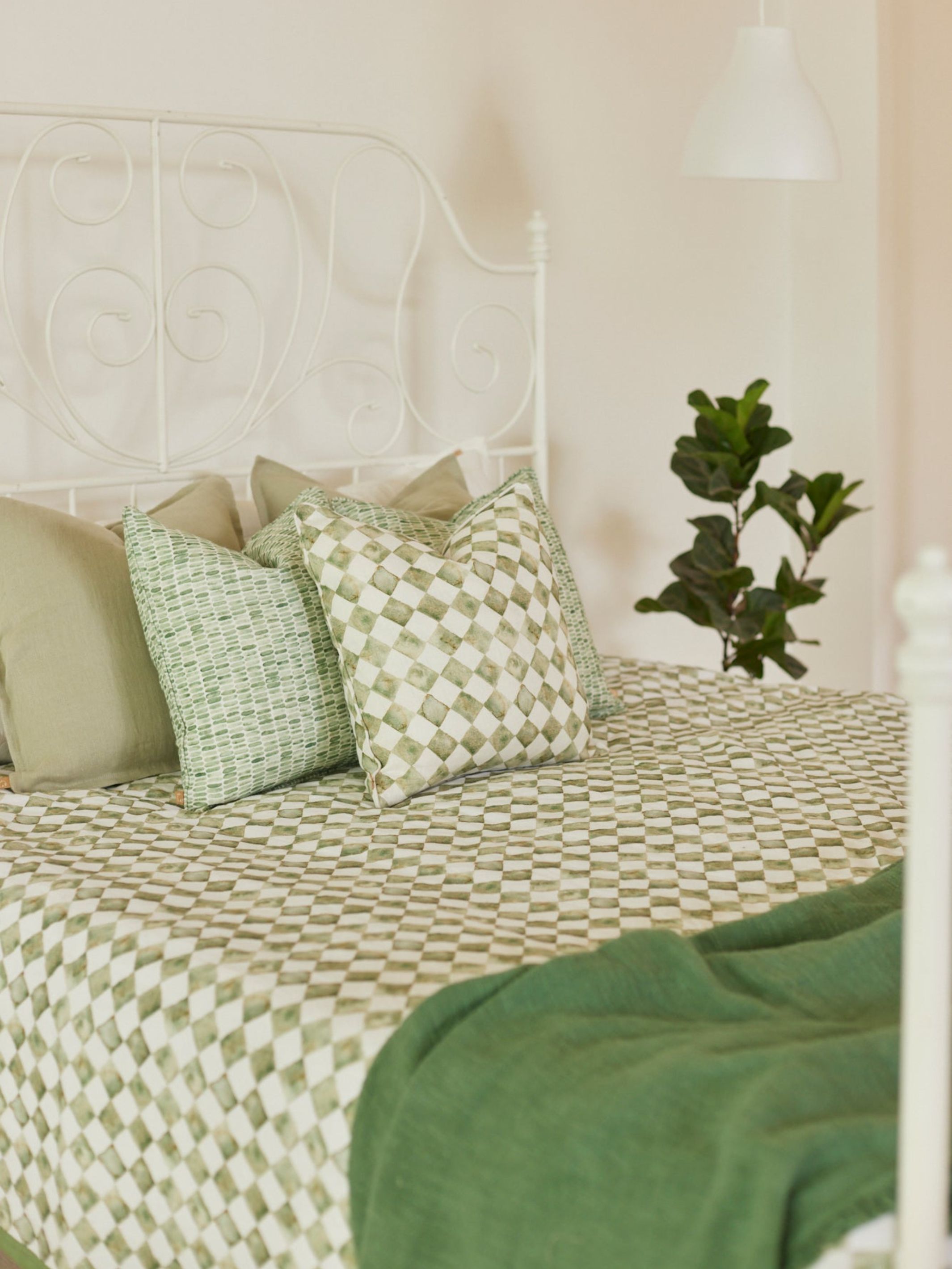 Cushion Cover - Checker Green