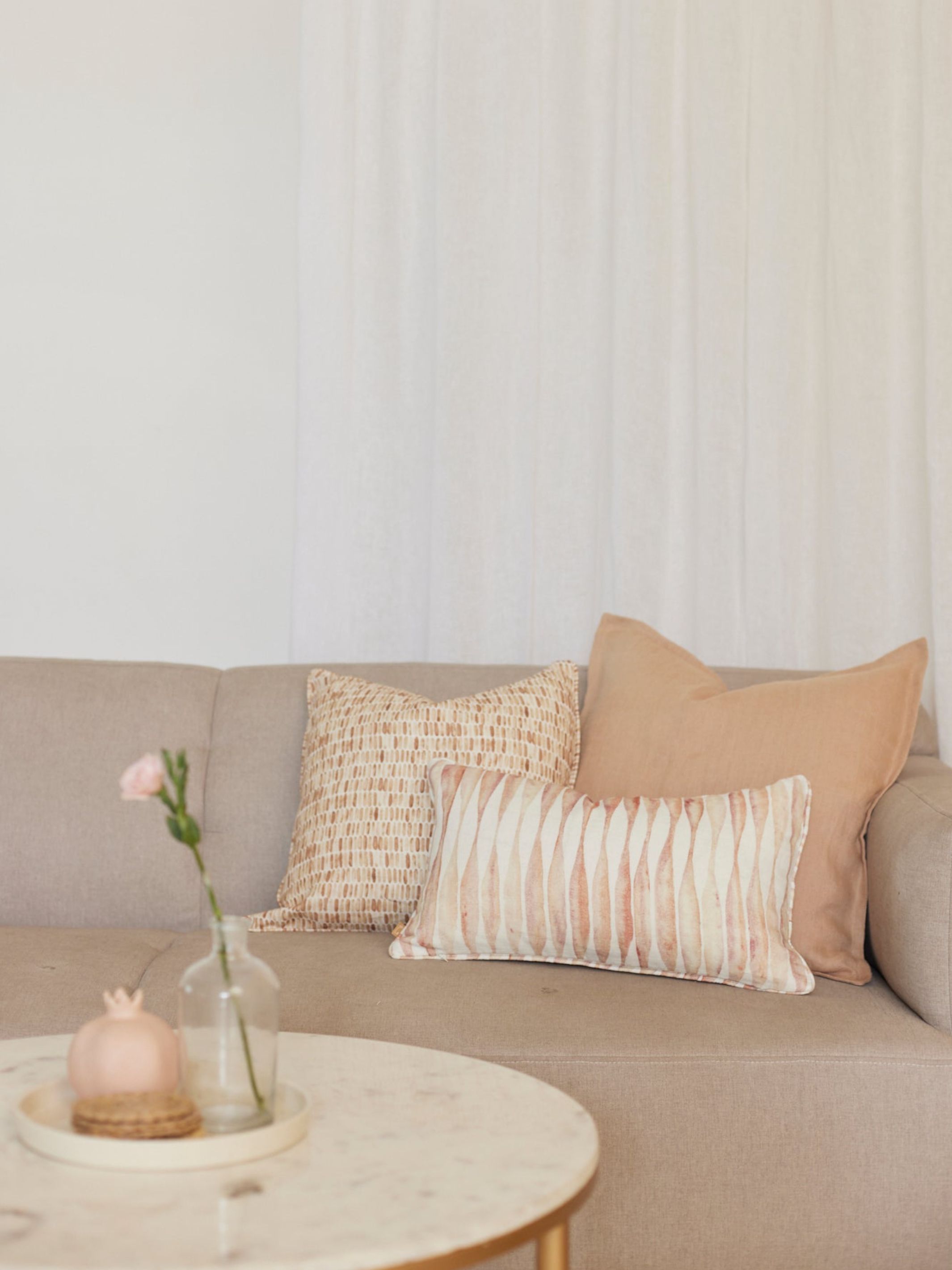 Cushion Cover - Ripple Blush Oblong Linen