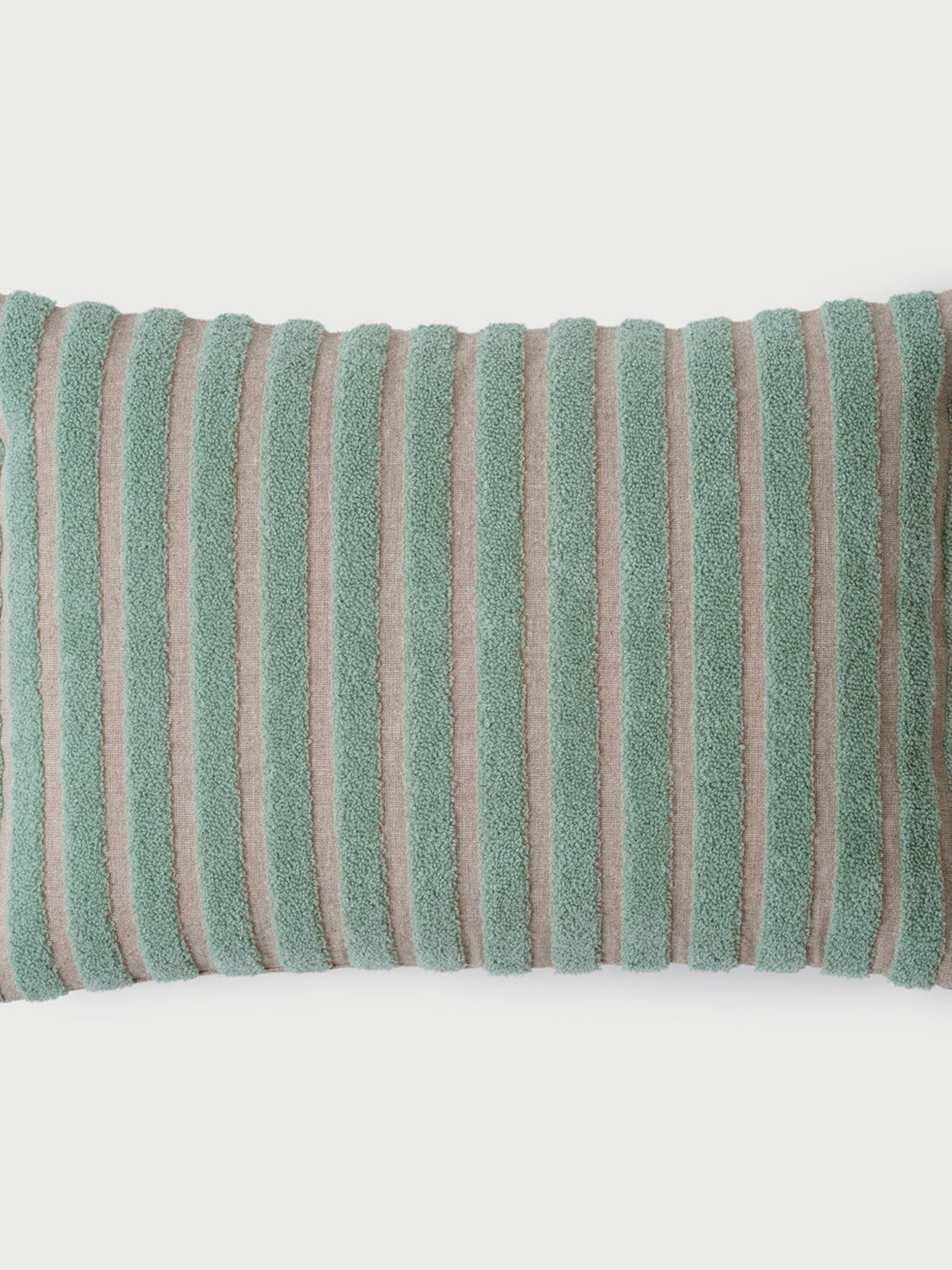 Cushion Cover - Striped Green Oblong