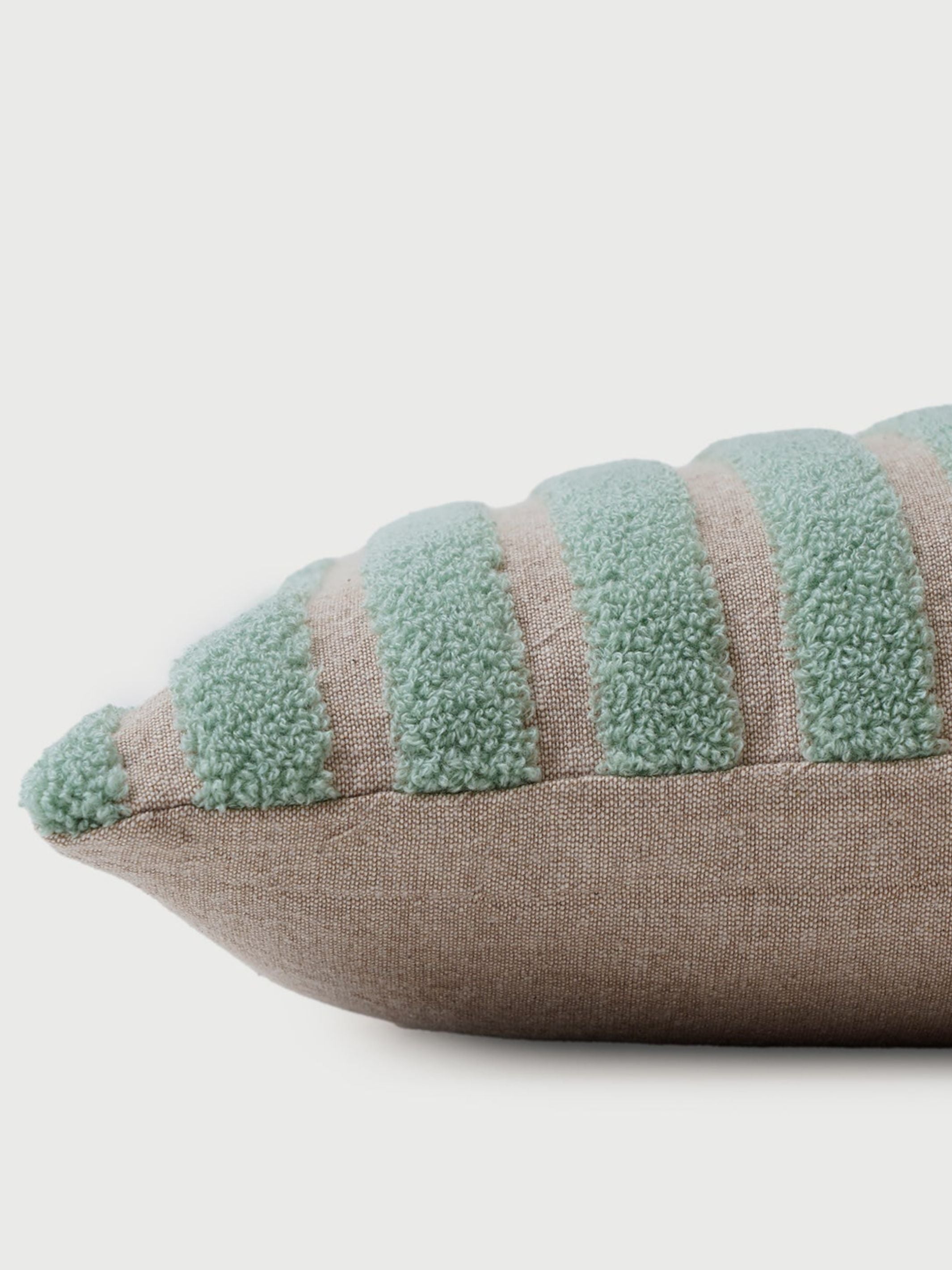 Cushion Cover - Striped Green Oblong