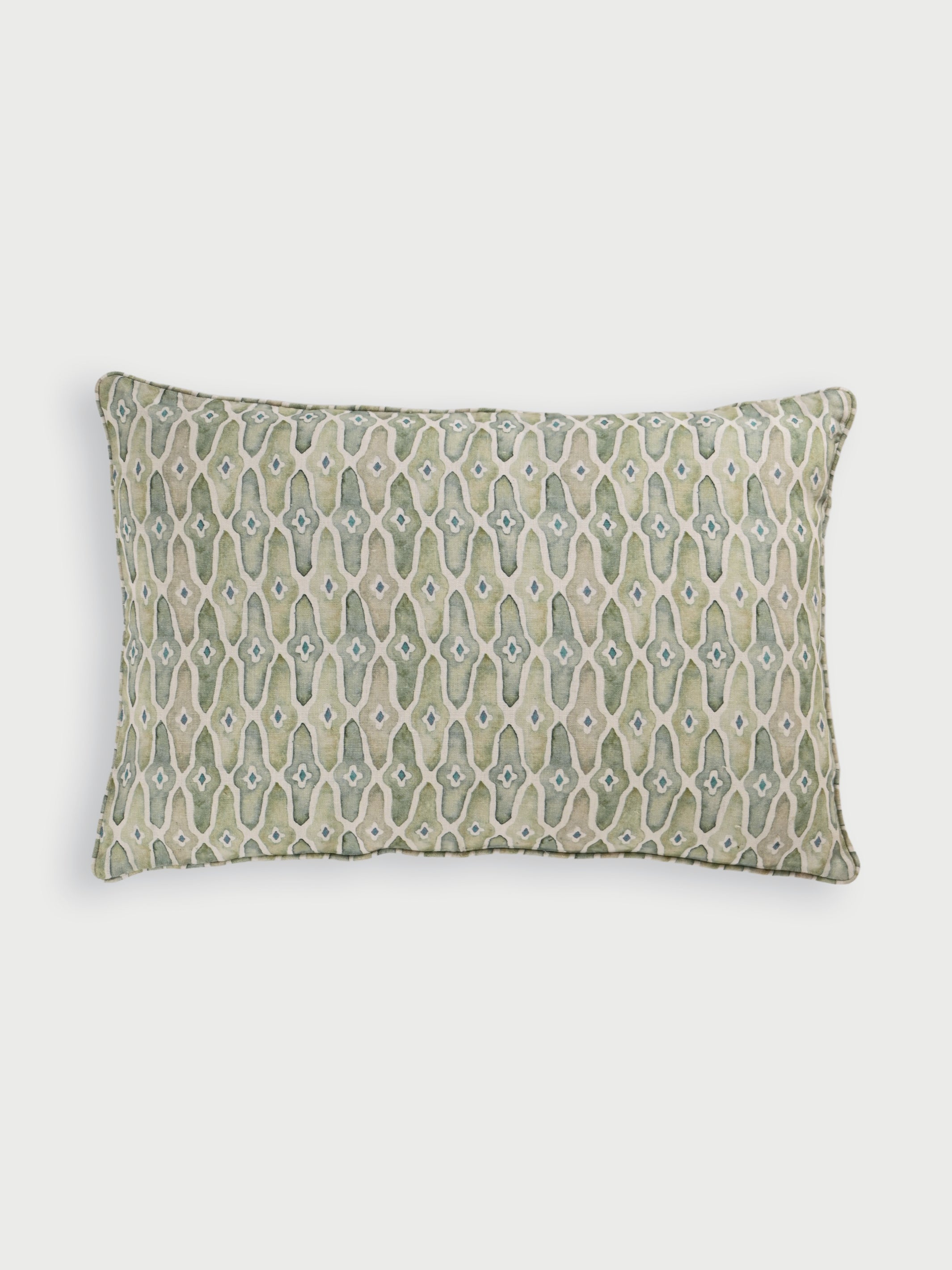 Cushion Cover - Mosaic Sage Linen Oblong