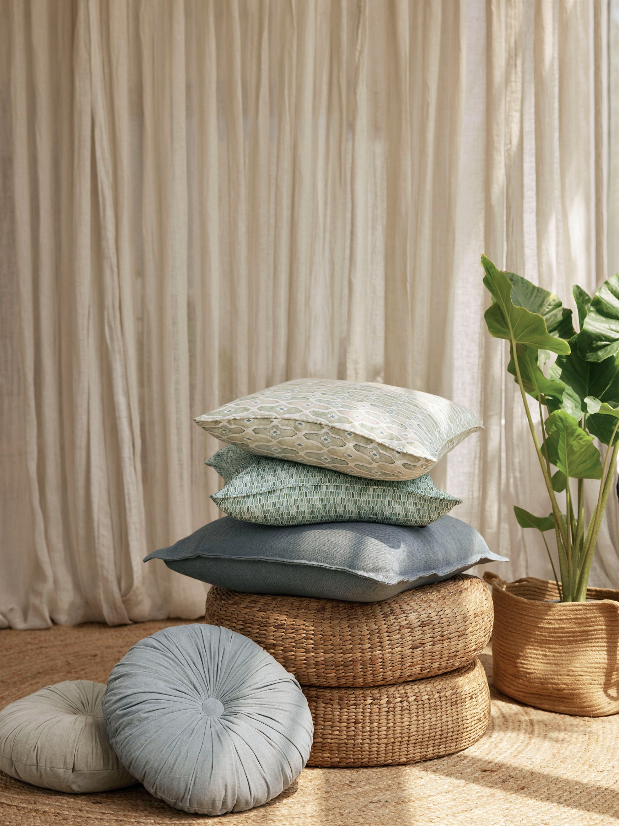 Cushion Cover - Speckle Teal Linen