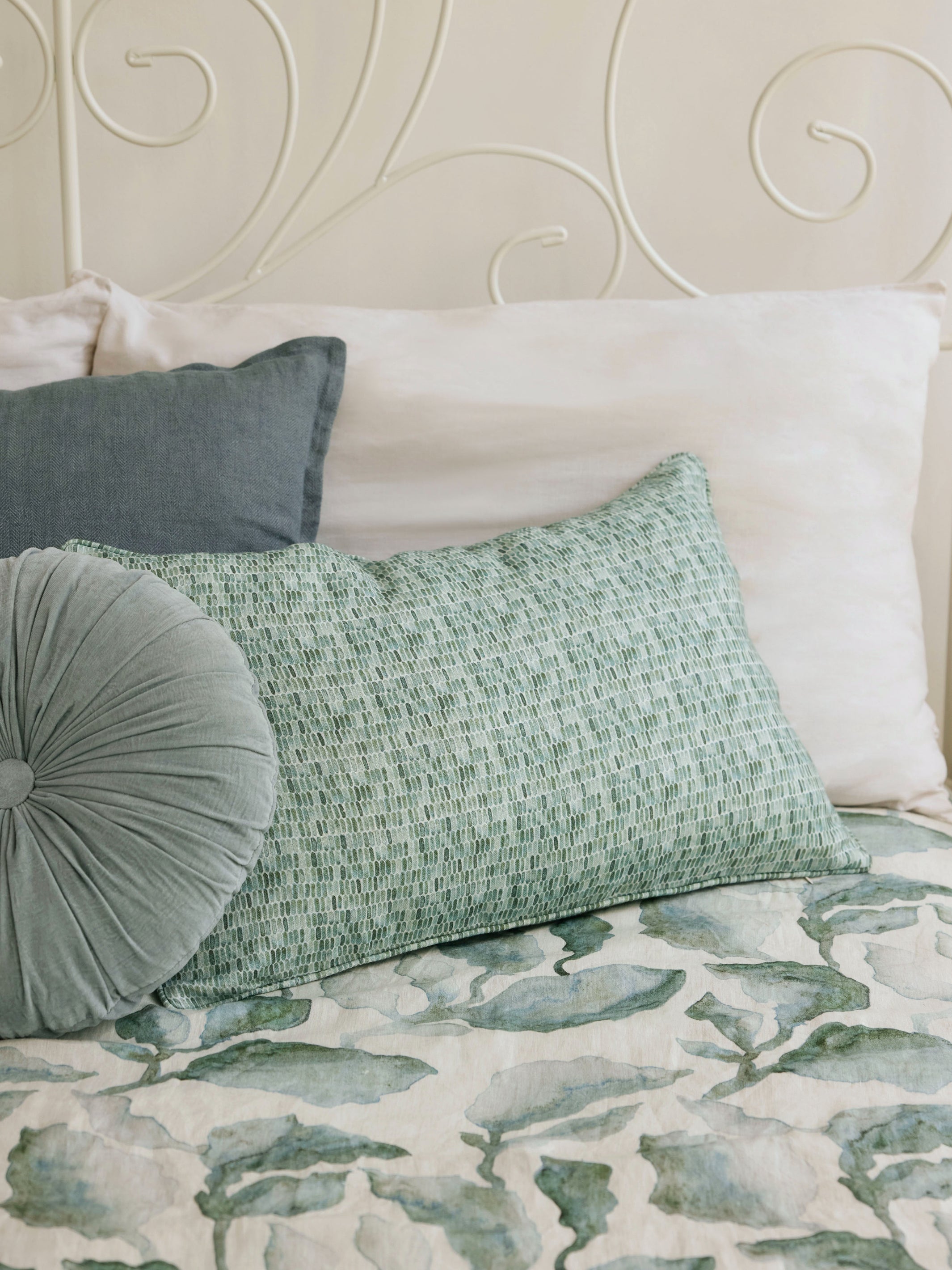 Cushion Cover - Speckle Teal Linen Oblong