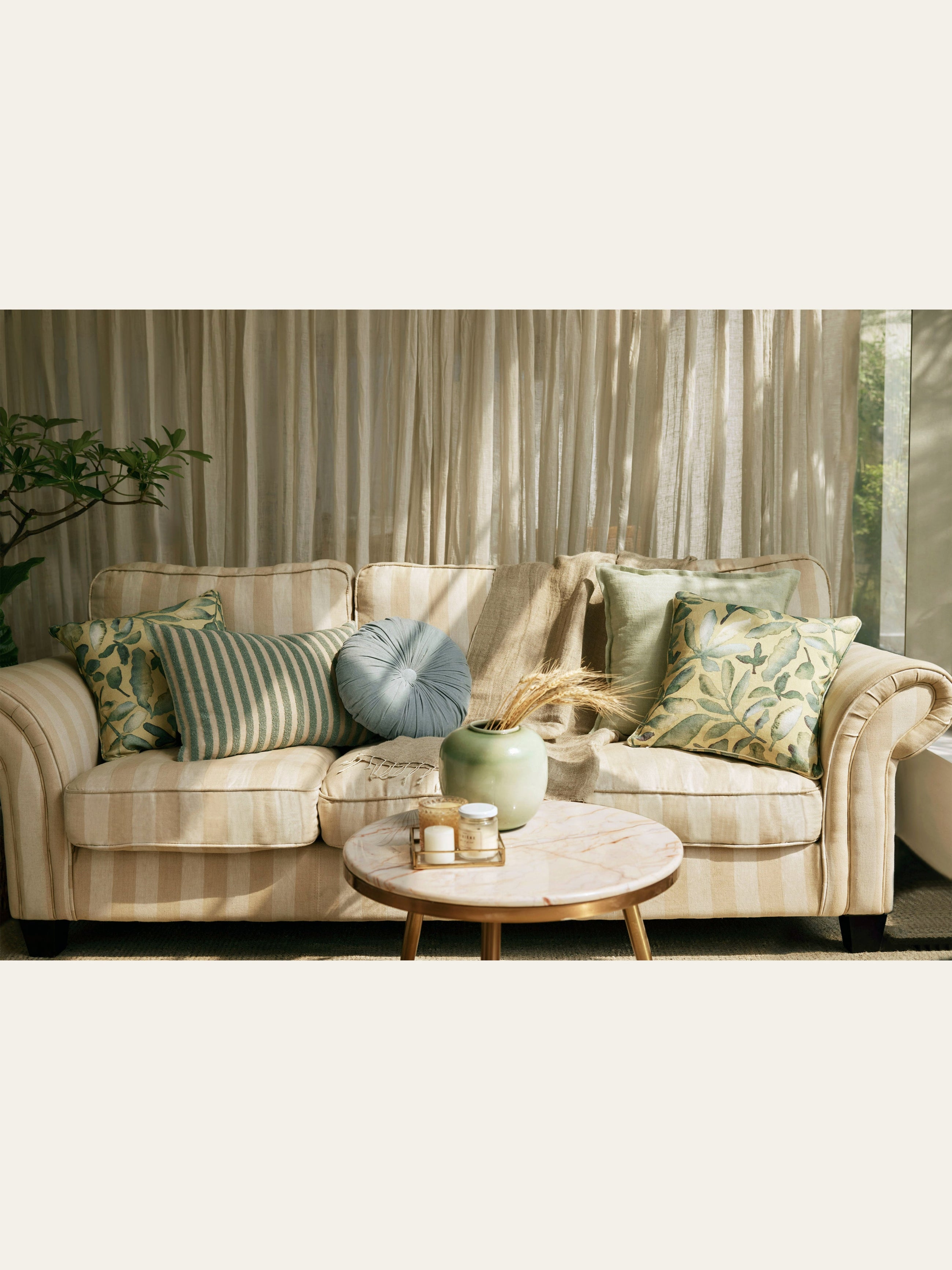 Cushion Cover - Stripe Embroidered Linen