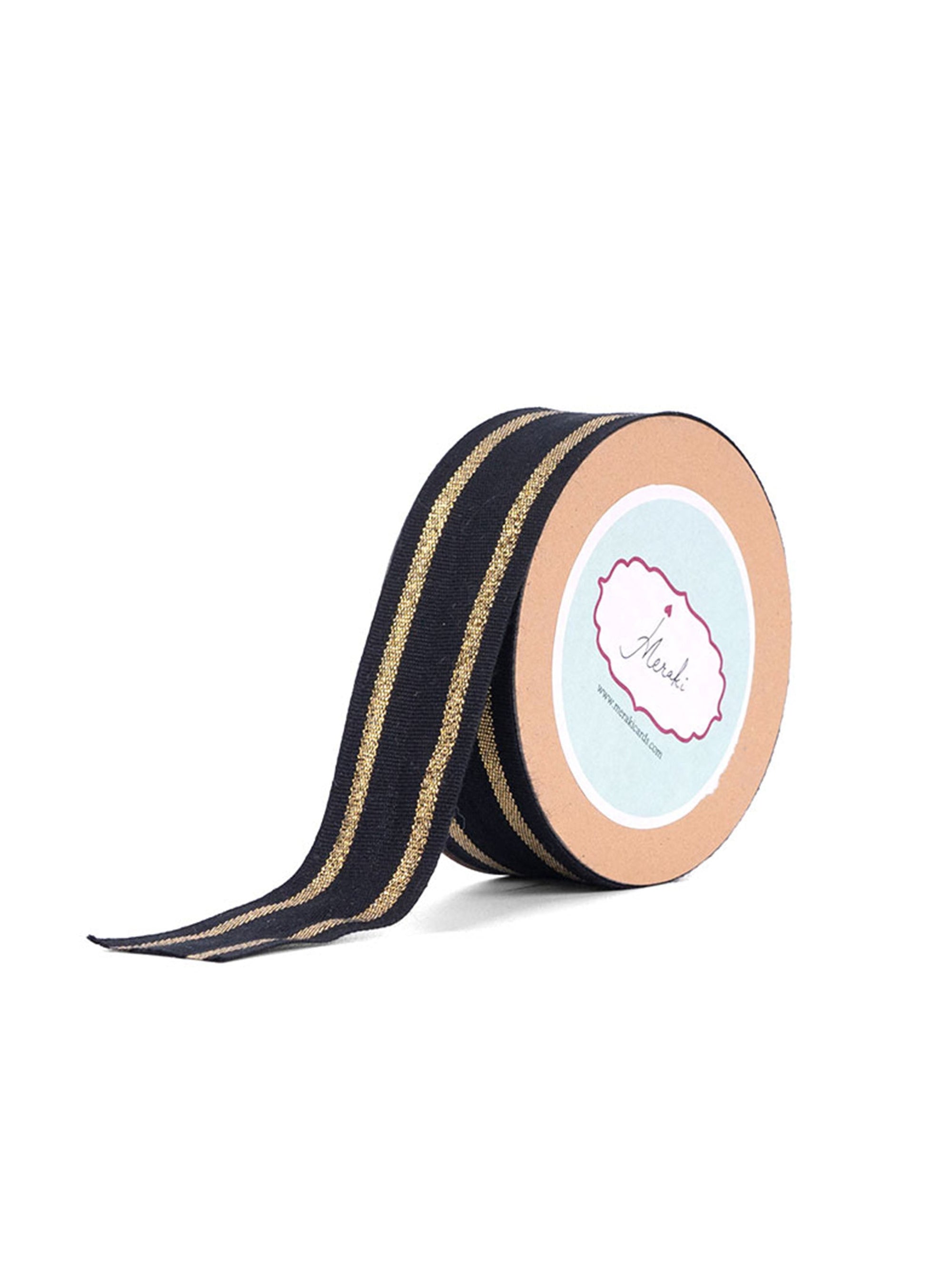 Cotton With Gold Stripes Ribbon
