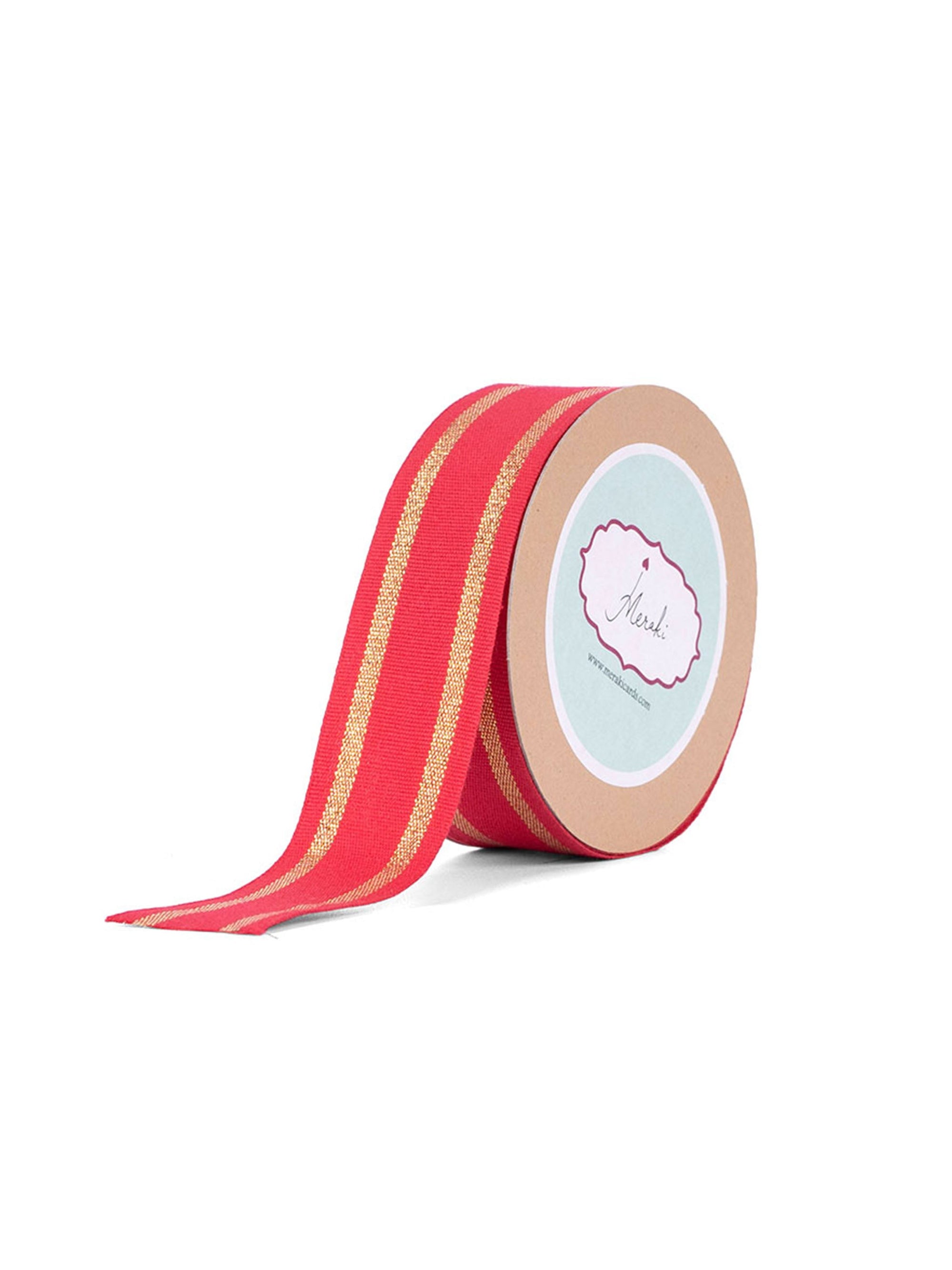 Cotton With Gold Stripes Ribbon