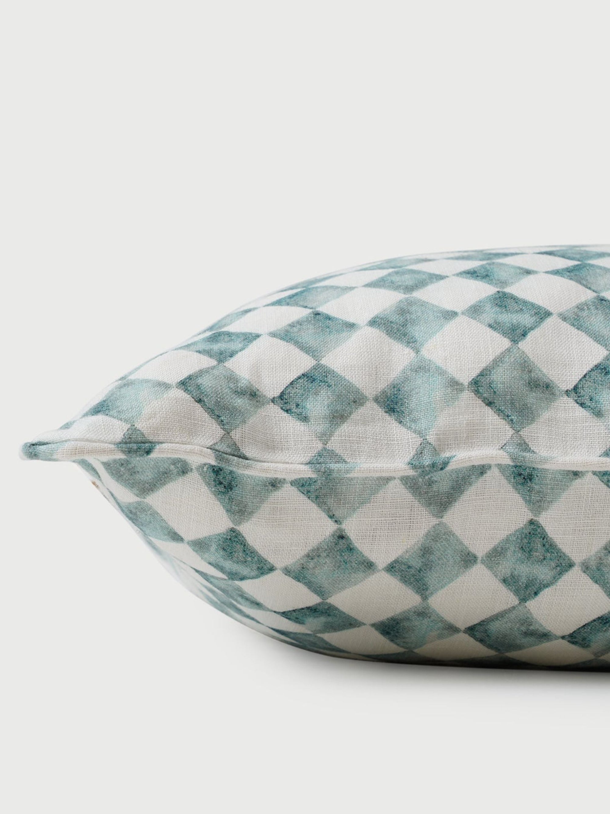 Cushion Cover - Checker Blue Lumbar