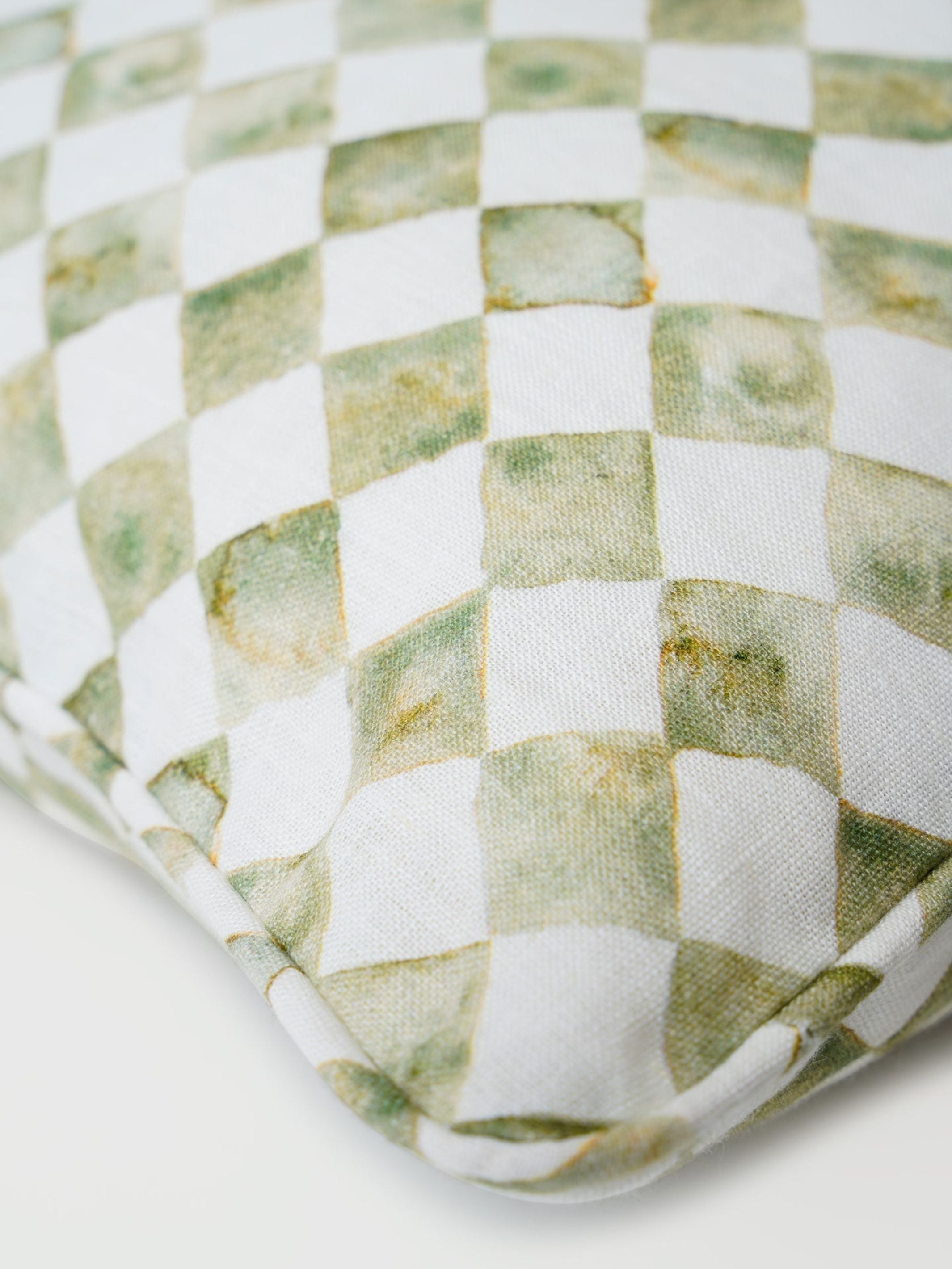 Cushion Cover - Checker Green Lumbar