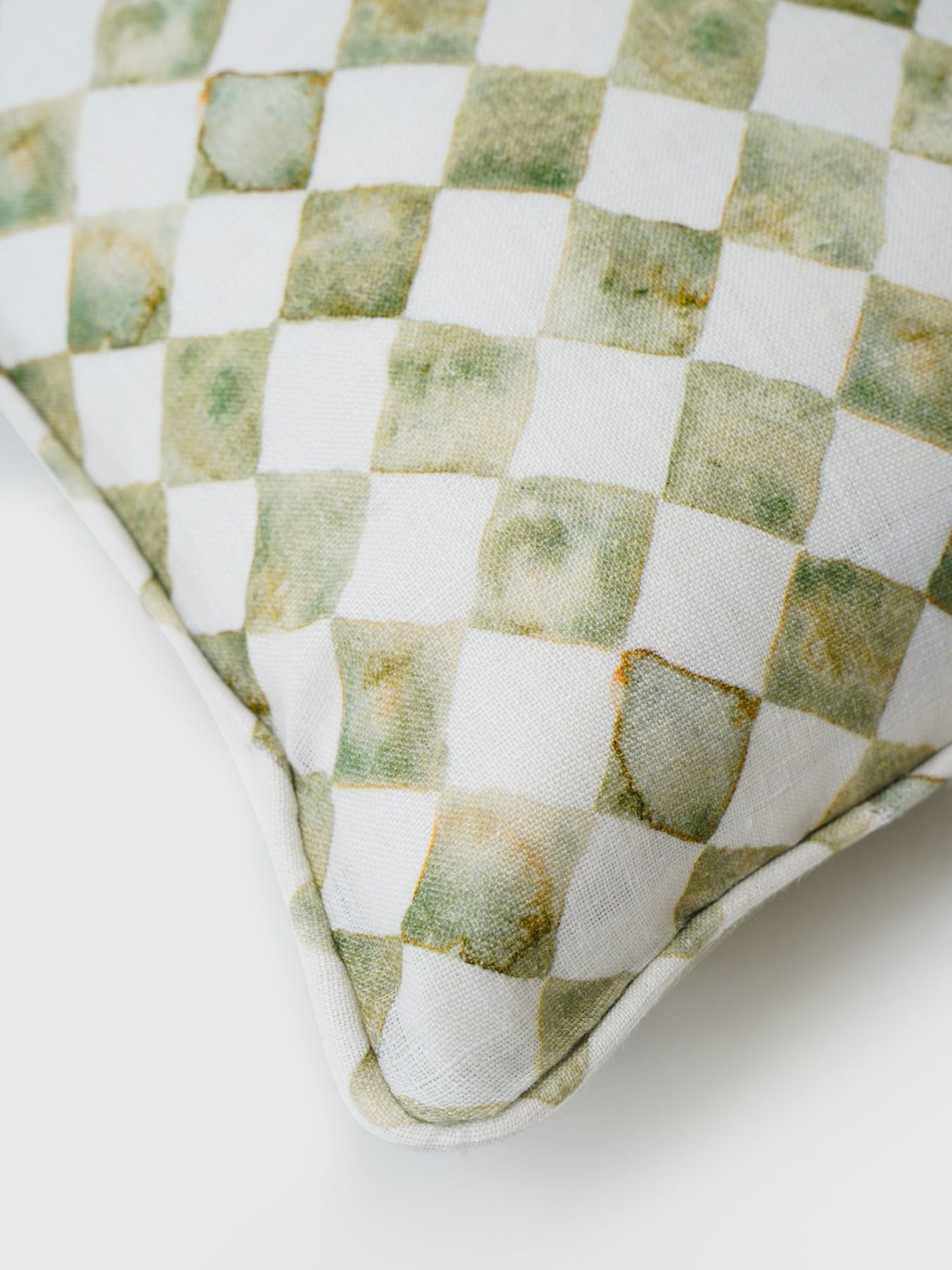 Cushion Cover - Checker Green Oblong