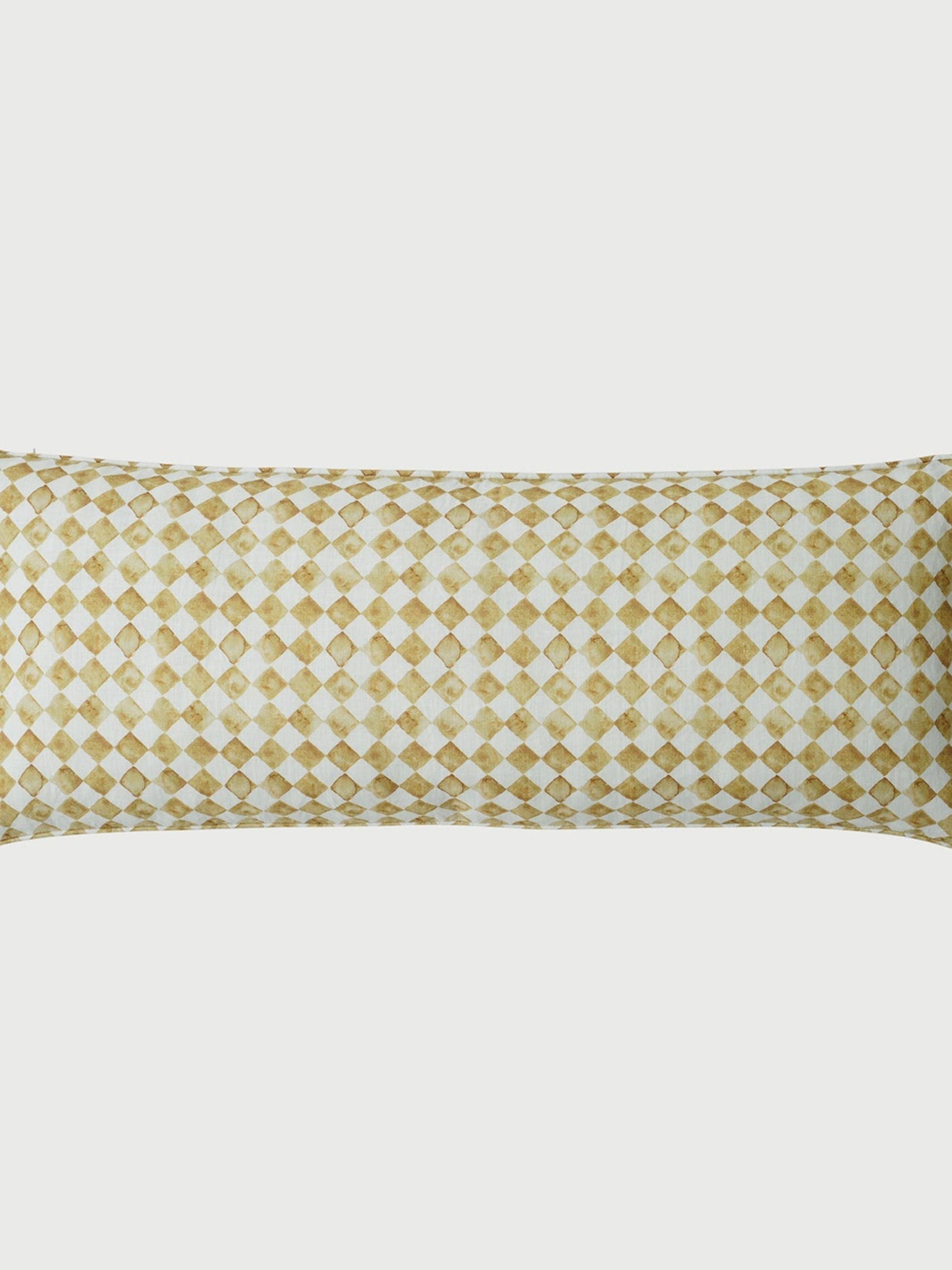 Cushion Cover - Checker Ochre Lumbar