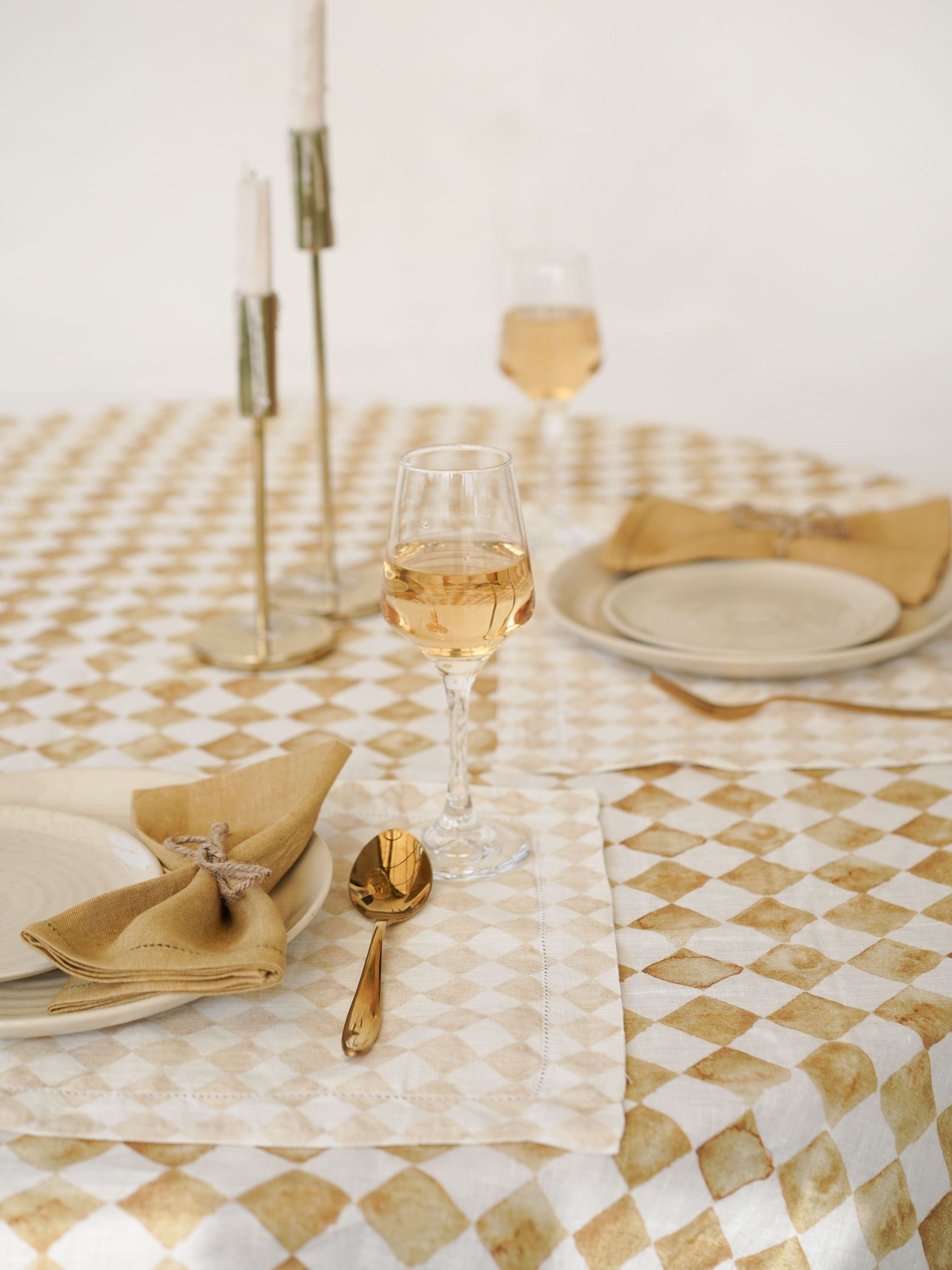Table Mat - Checker Beige