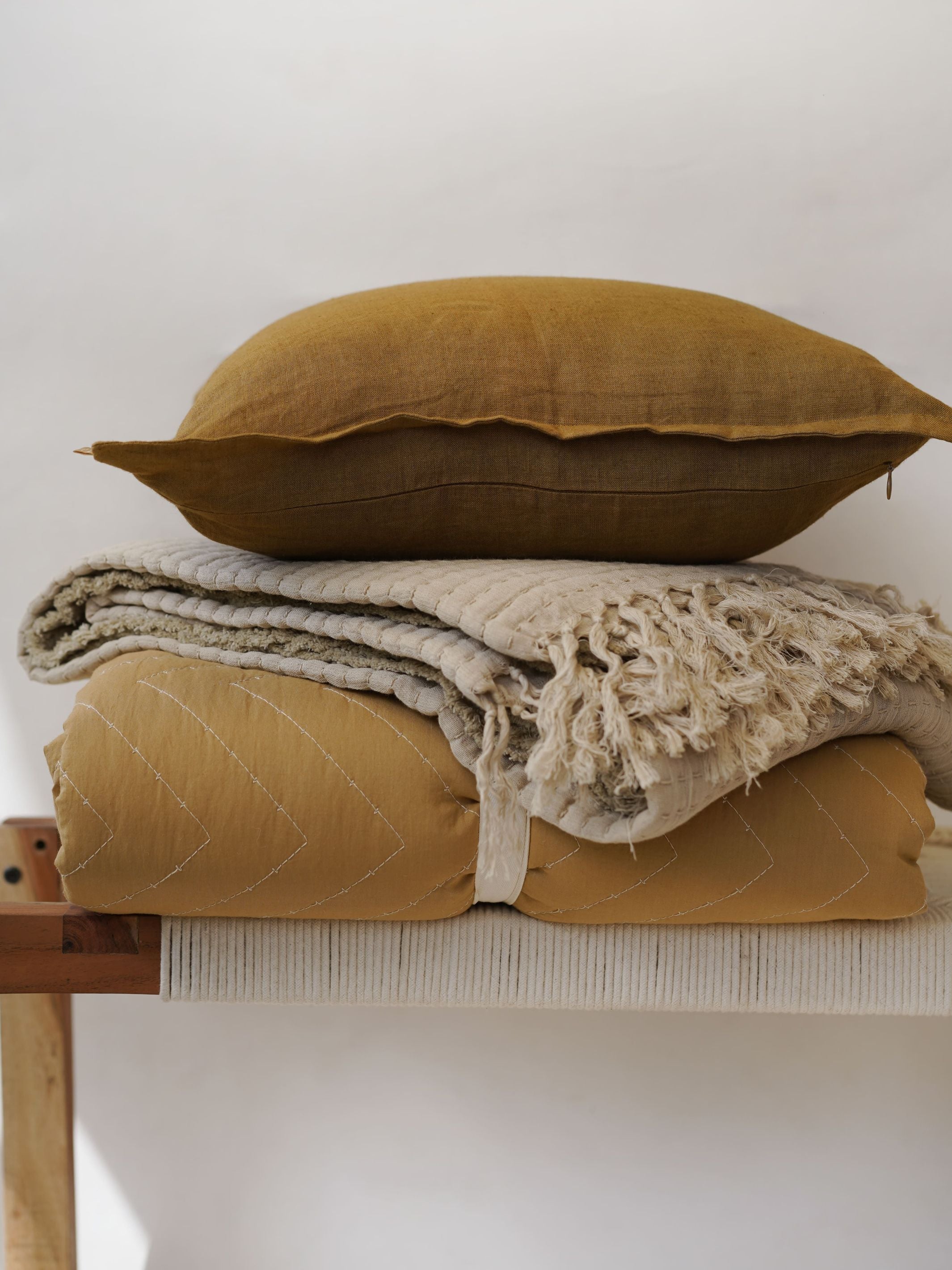 Quilted Bedding Set - Chevron Ochre