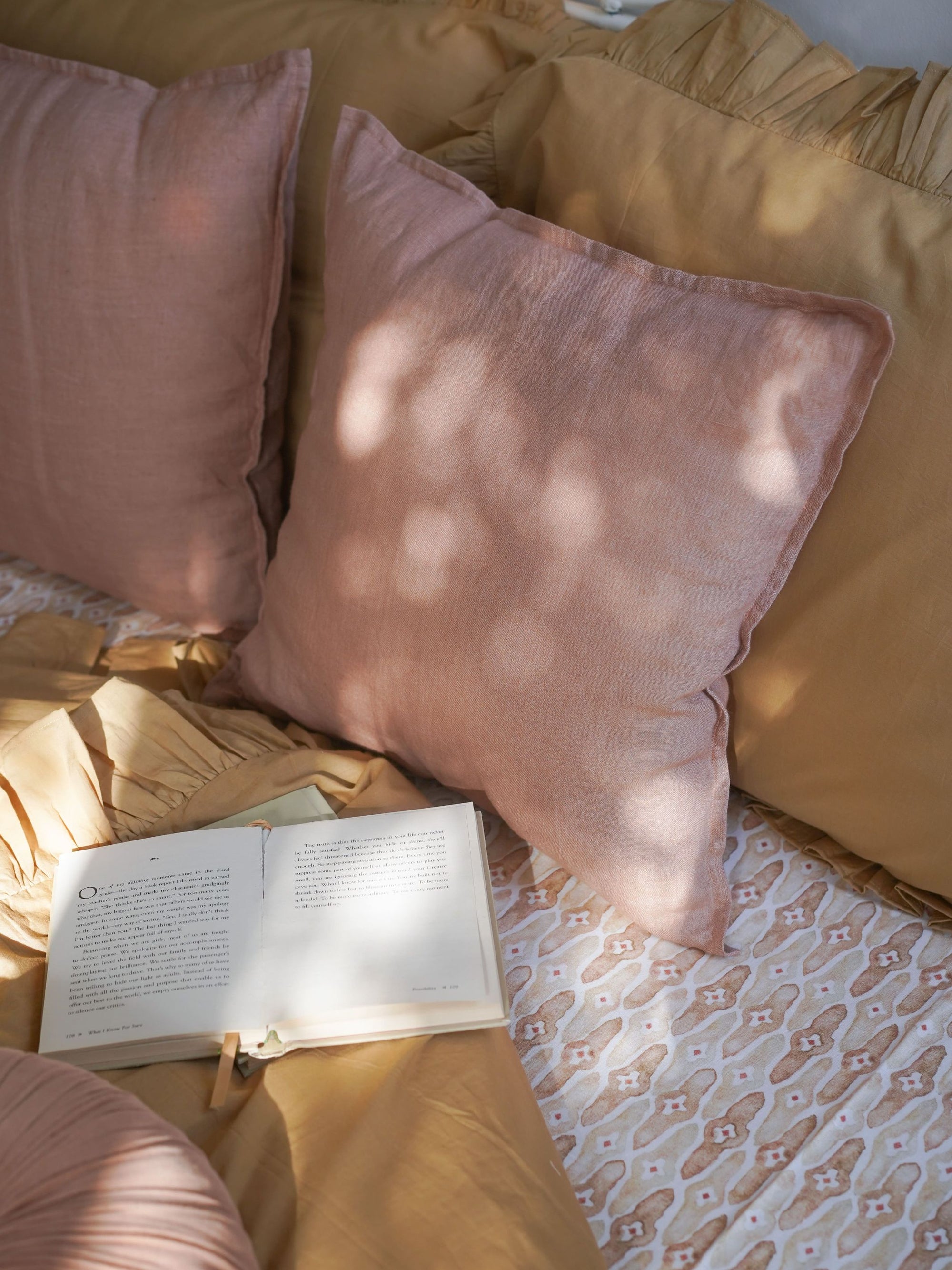 Linen Bedspread - Mosaic Sand