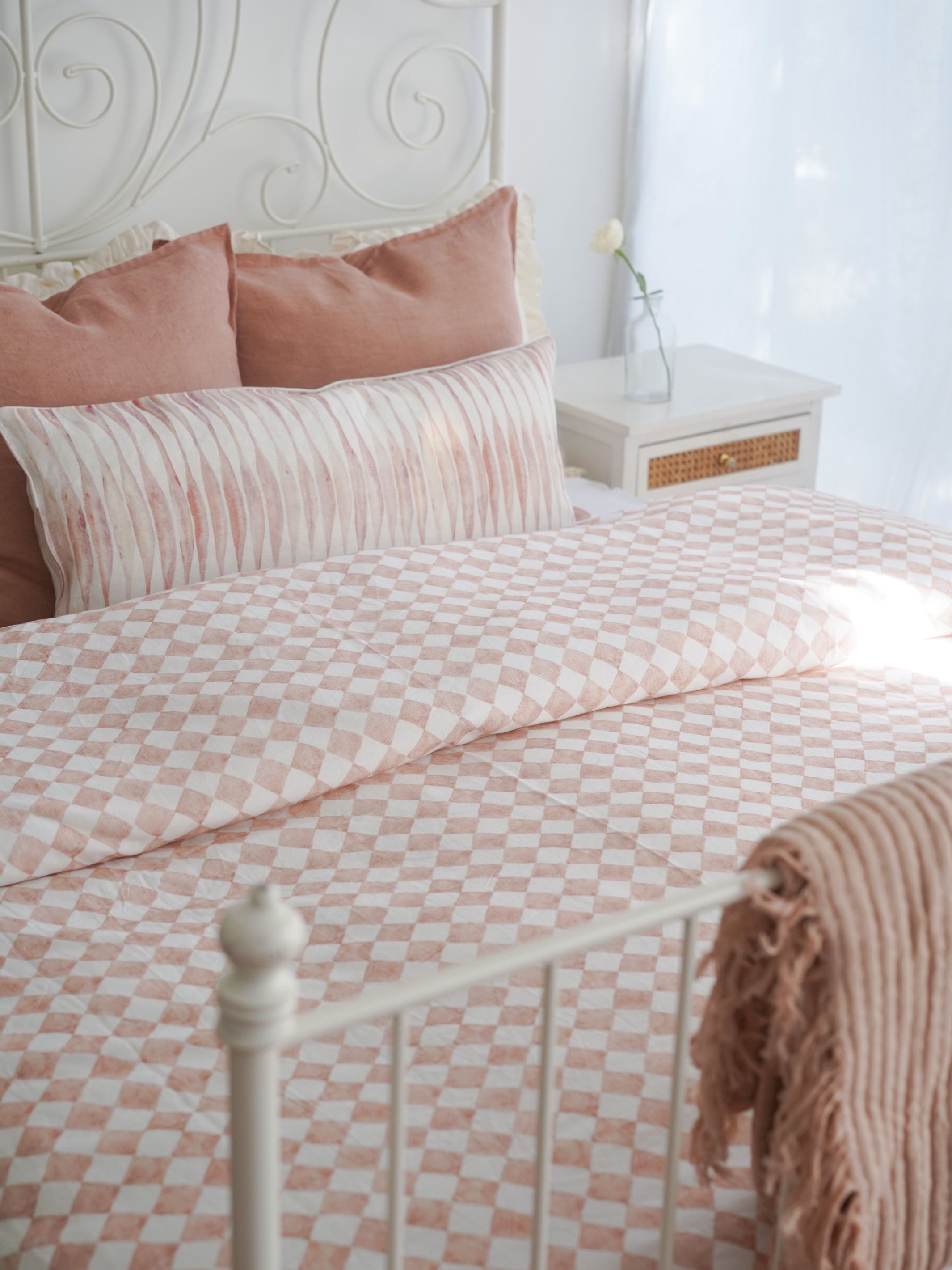 Duvet Cover - Checker Blush