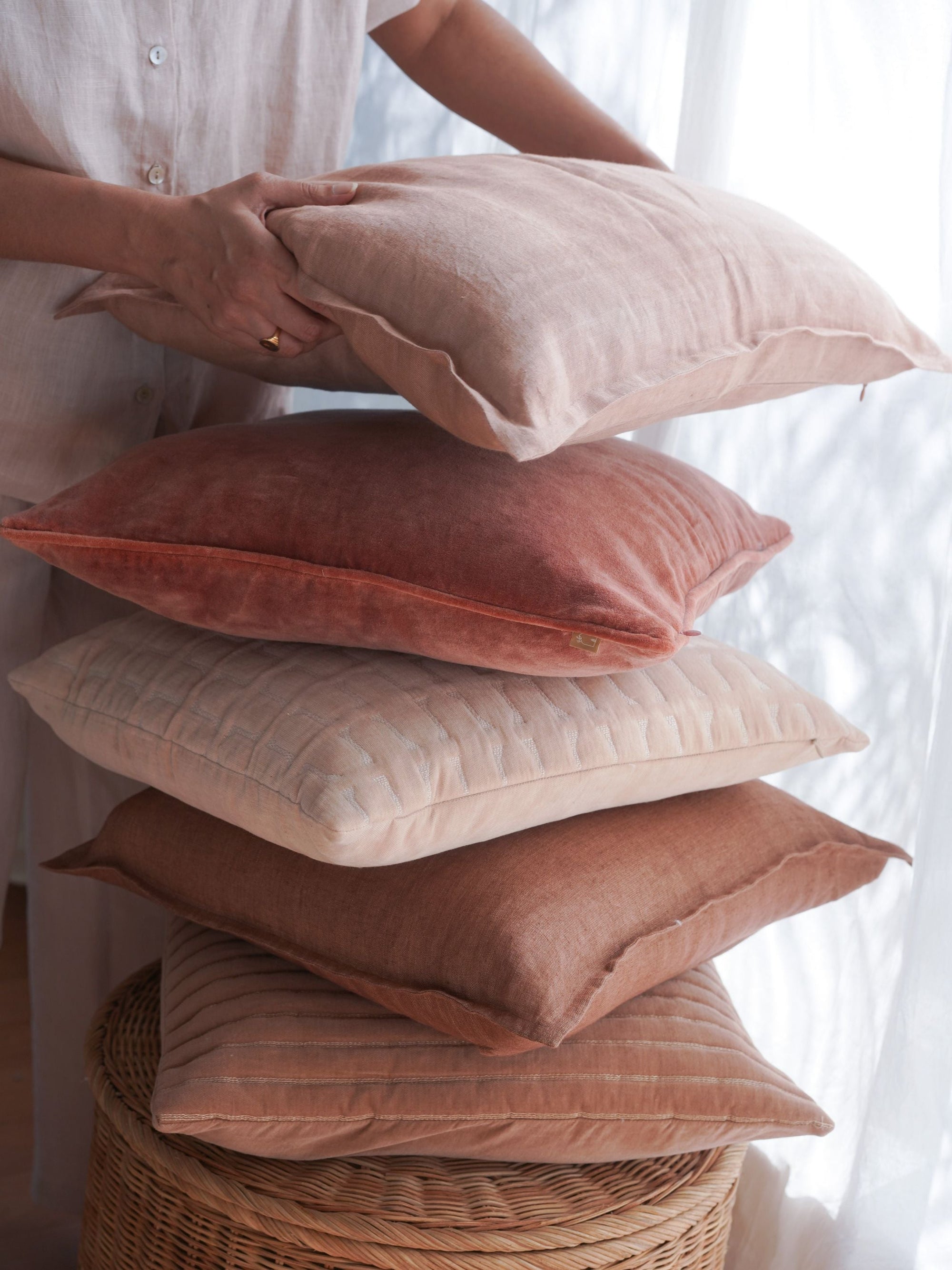 Cushion Cover - Rhubarb Velvet Euro Sham