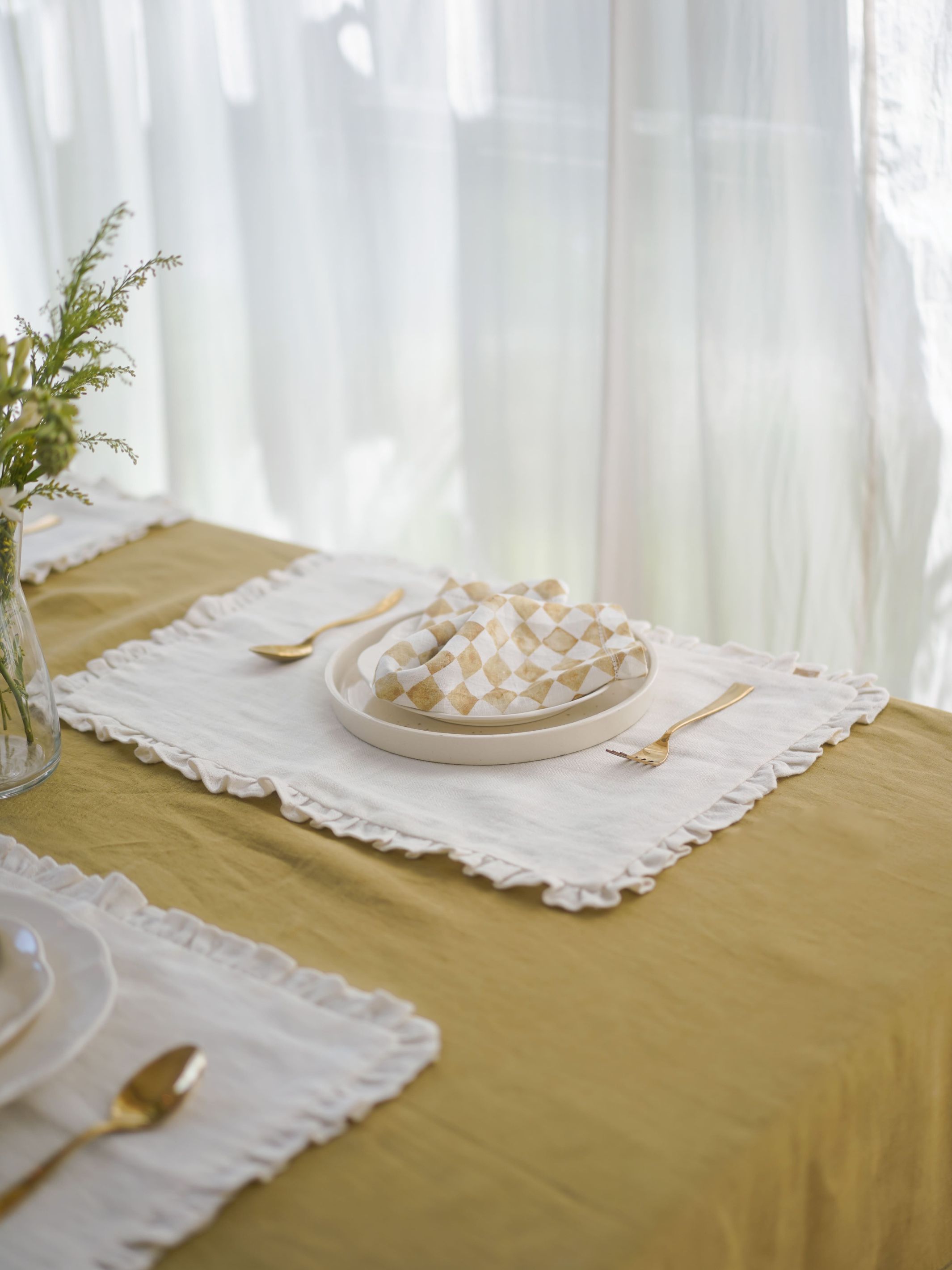 Linen Table Cover - Ochre
