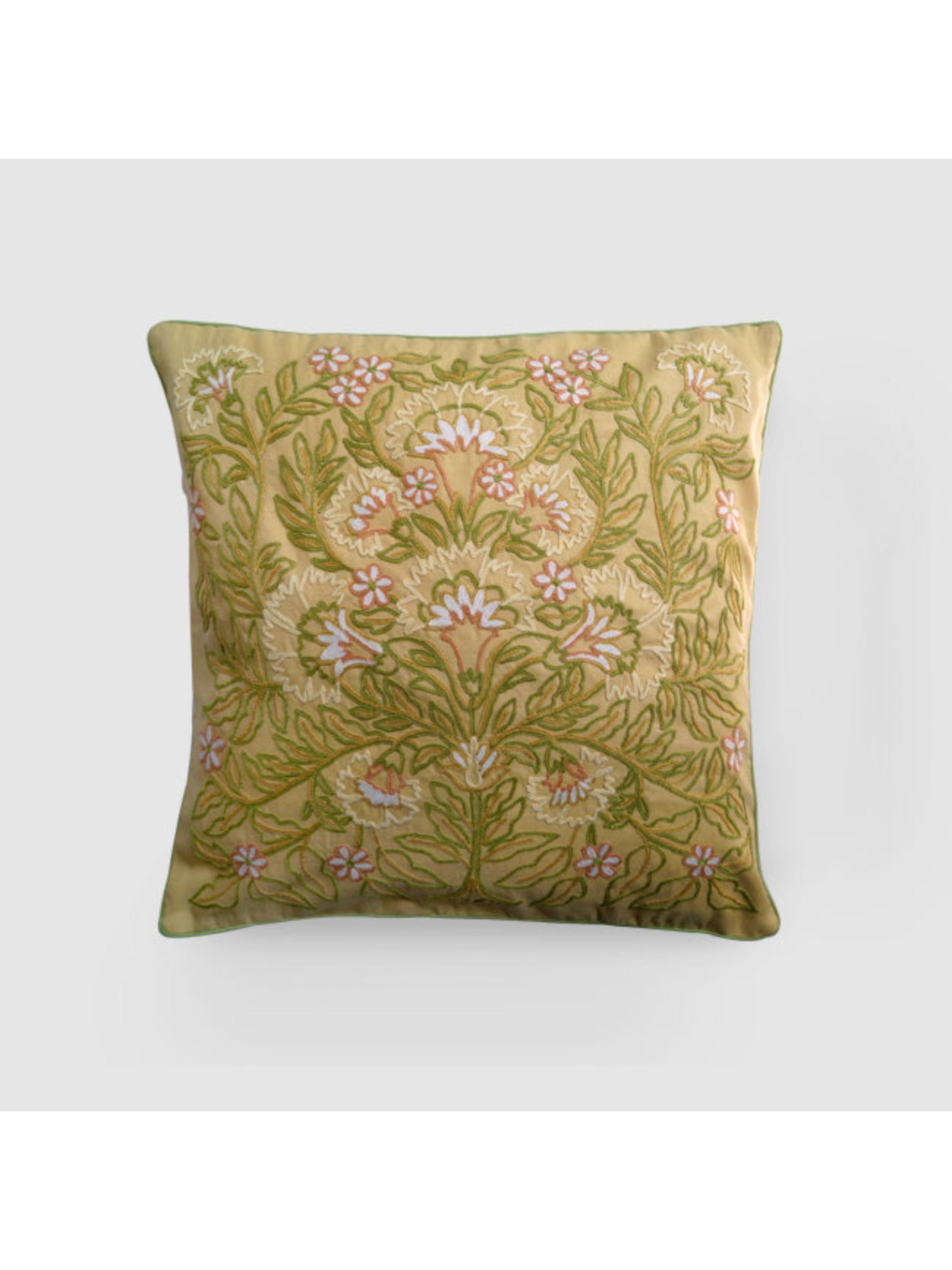 Cushion Cover - Dast-e-Gul Aari Embroidered - Beige