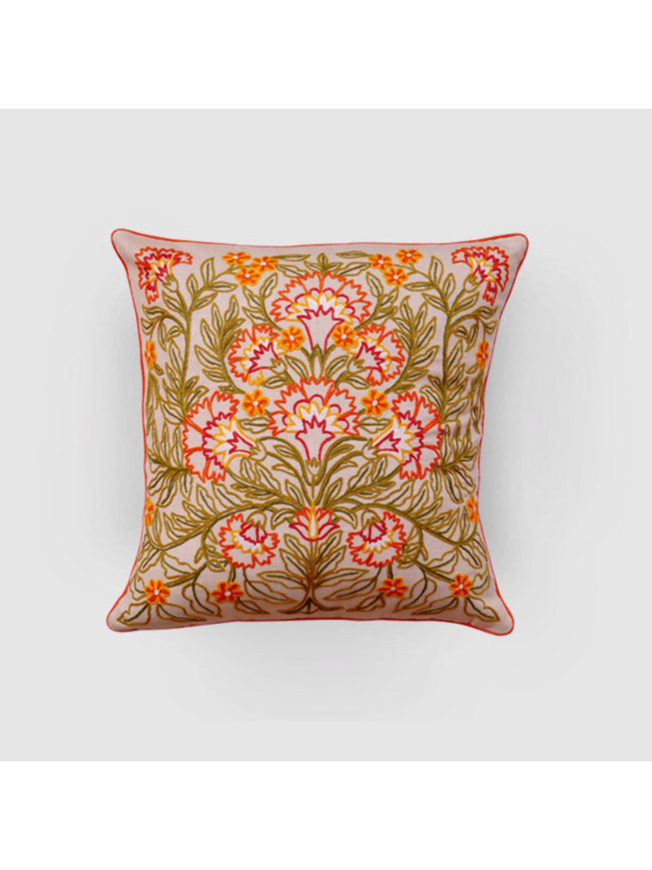 Cushion Cover - Dast-e-Gul Aari Embroidered Cream