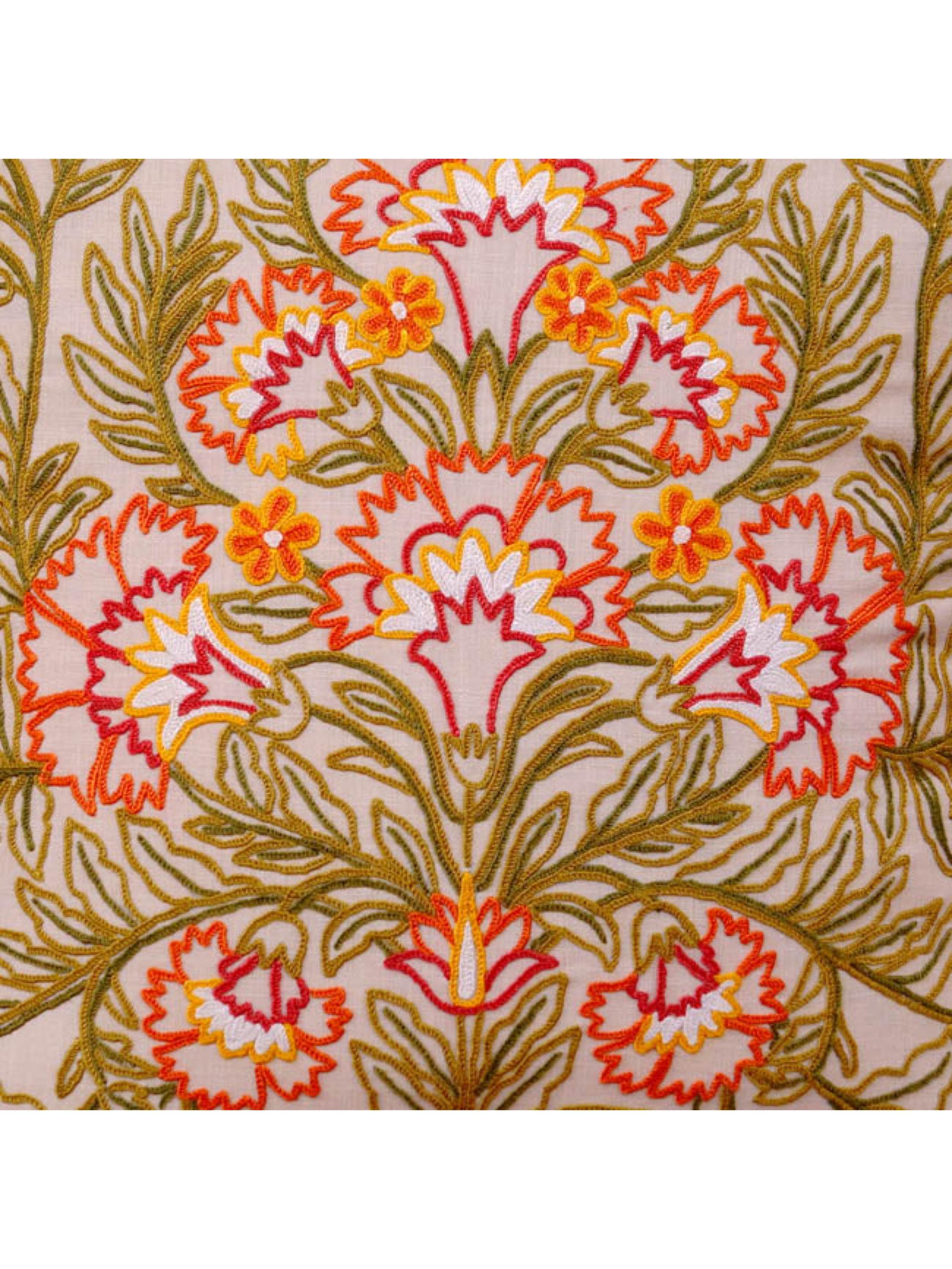 Cushion Cover - Dast-e-Gul Aari Embroidered Cream