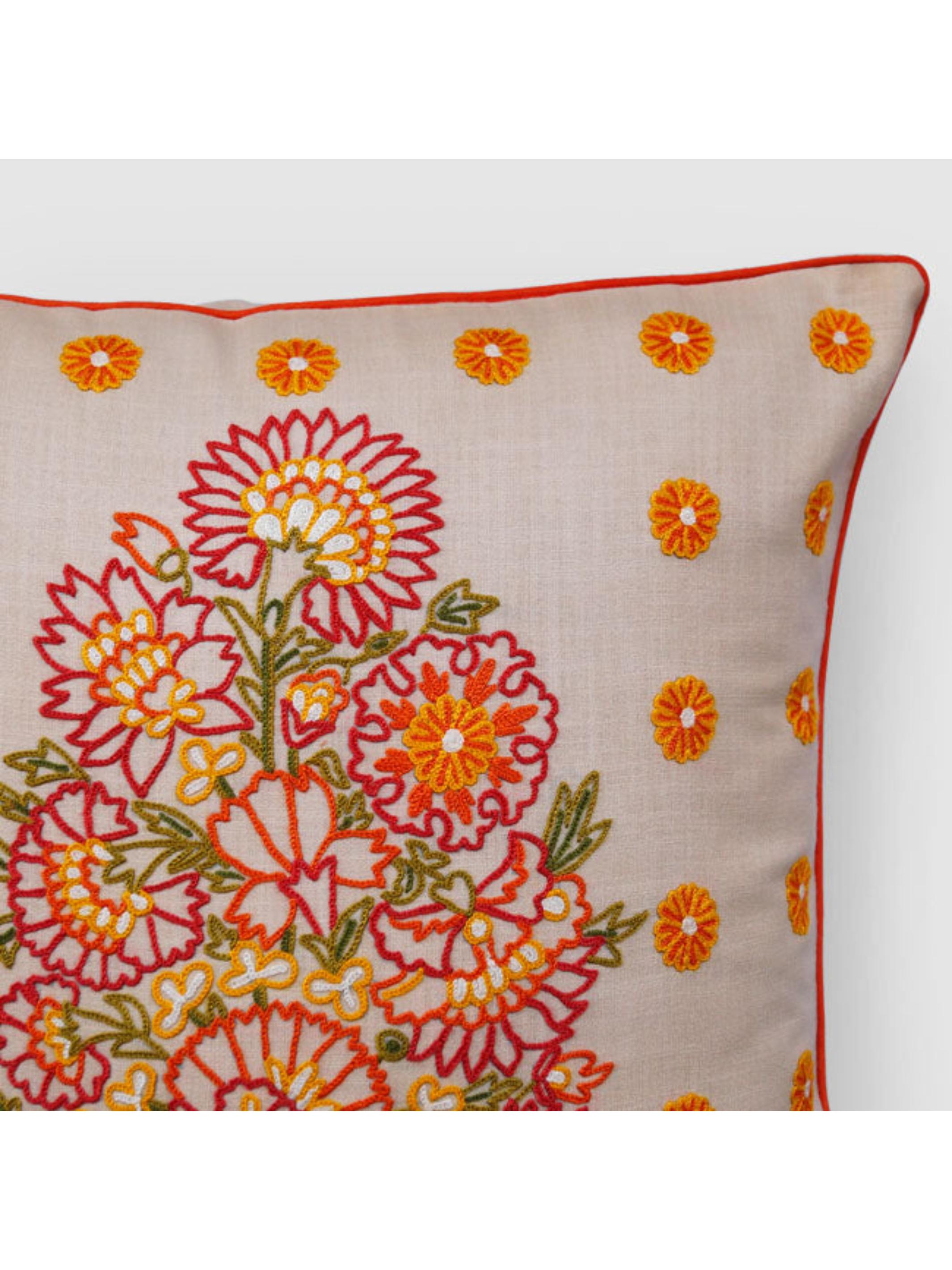 Cushion Cover - Dilara Aari Embroidered Cream